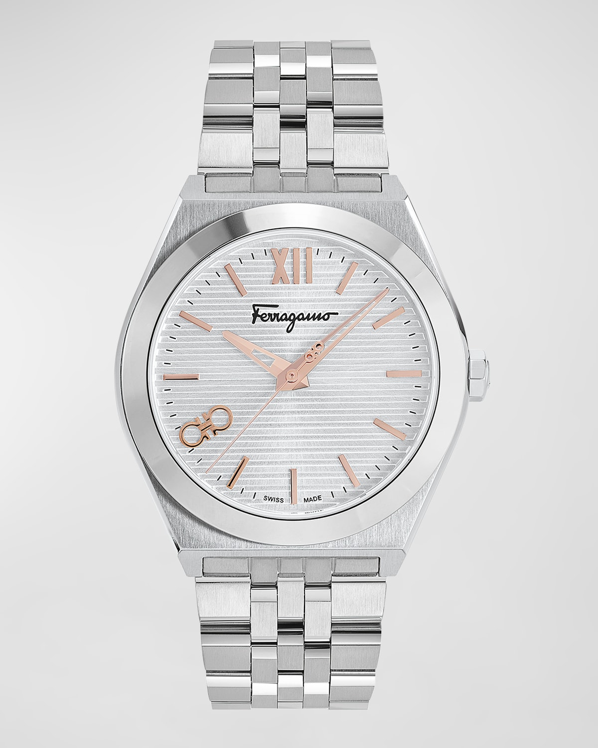 Shop Ferragamo Men's Vega New Stainless Steel Bracelet Watch, 40mm In Silver
