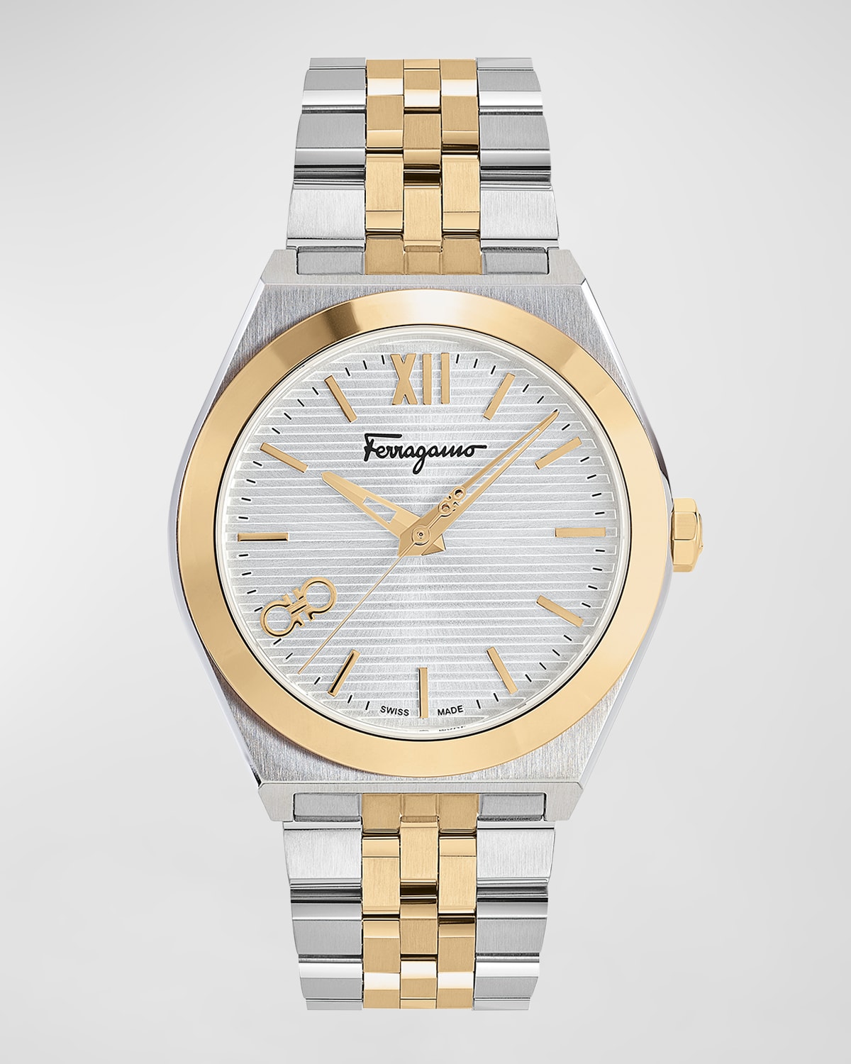 Shop Ferragamo Men's Vega New Ip Yellow Gold Two-tone Bracelet Watch, 40mm In Two Tone