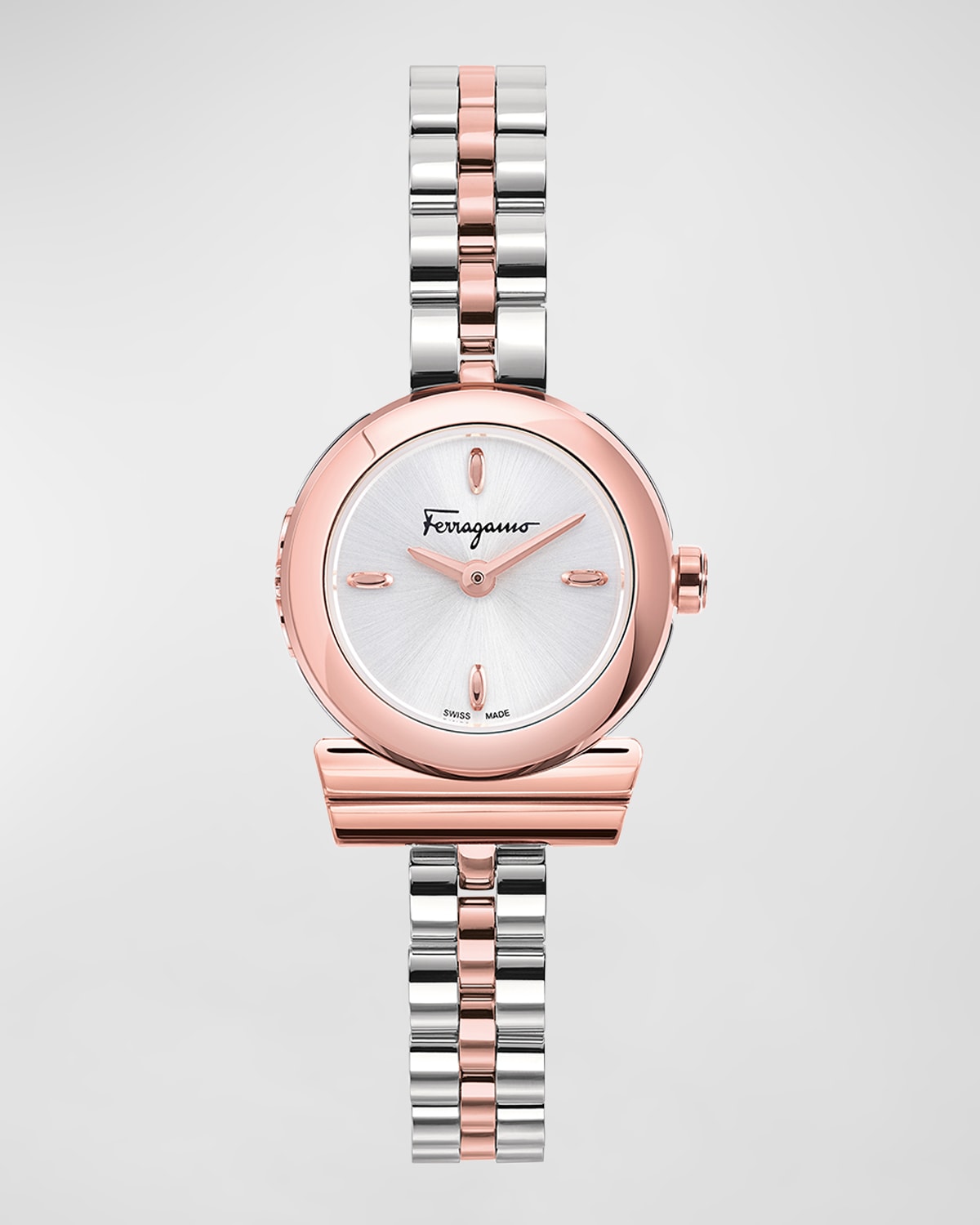 Ferragamo Women's Gancino Ip Rose Gold & Stainless Steel Bracelet Watch In Rose Gold Two Tone