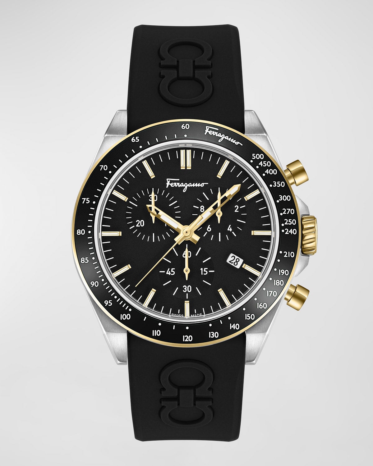 Shop Ferragamo Men's Urban Chronograph Silicone Strap Watch, 43mm In Silver
