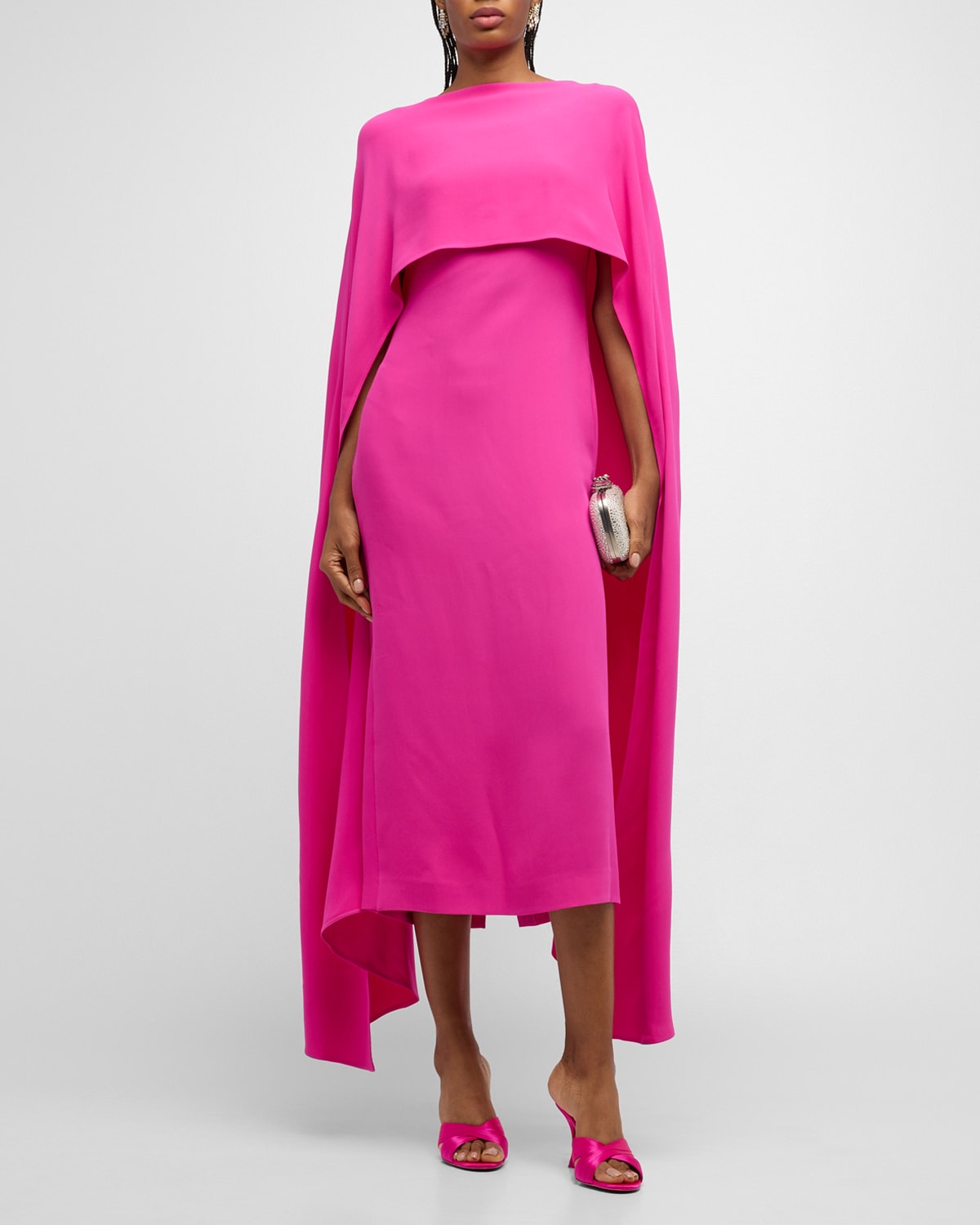 VALENTINO CADY COUTURE SHEATH DRESS WITH CAPE SLEEVES