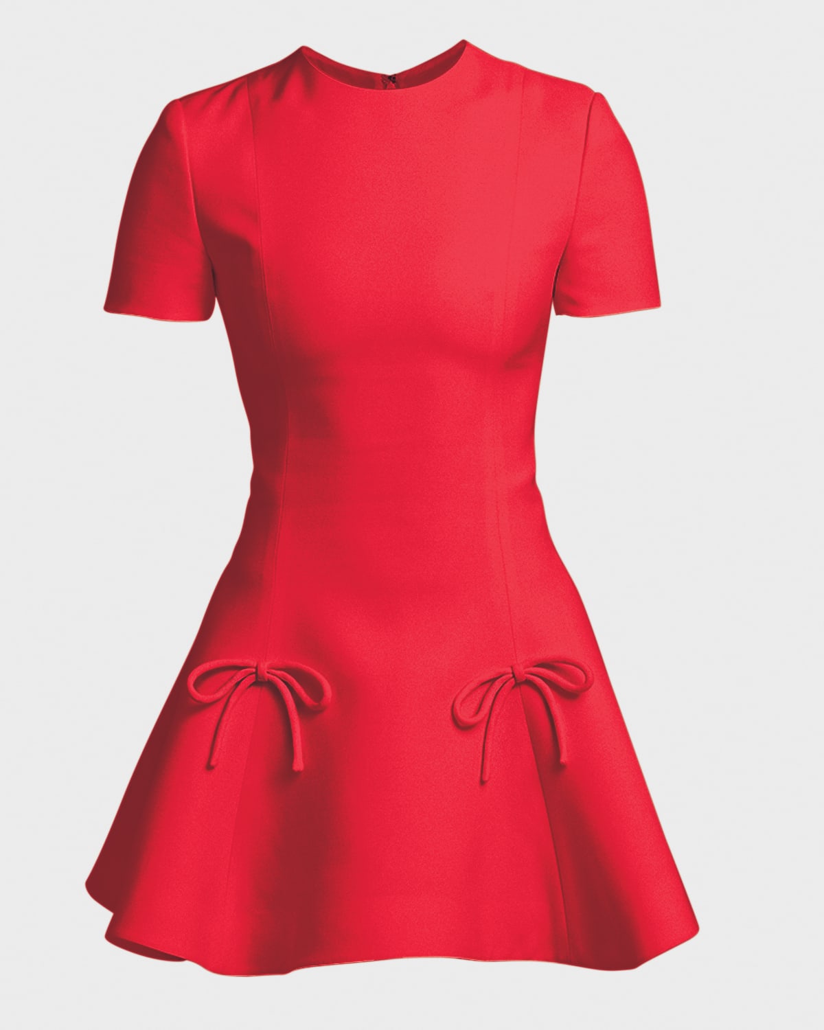 Shop Valentino Bow-applique Fit-&-flare Crepe Couture Mini Dress In Red