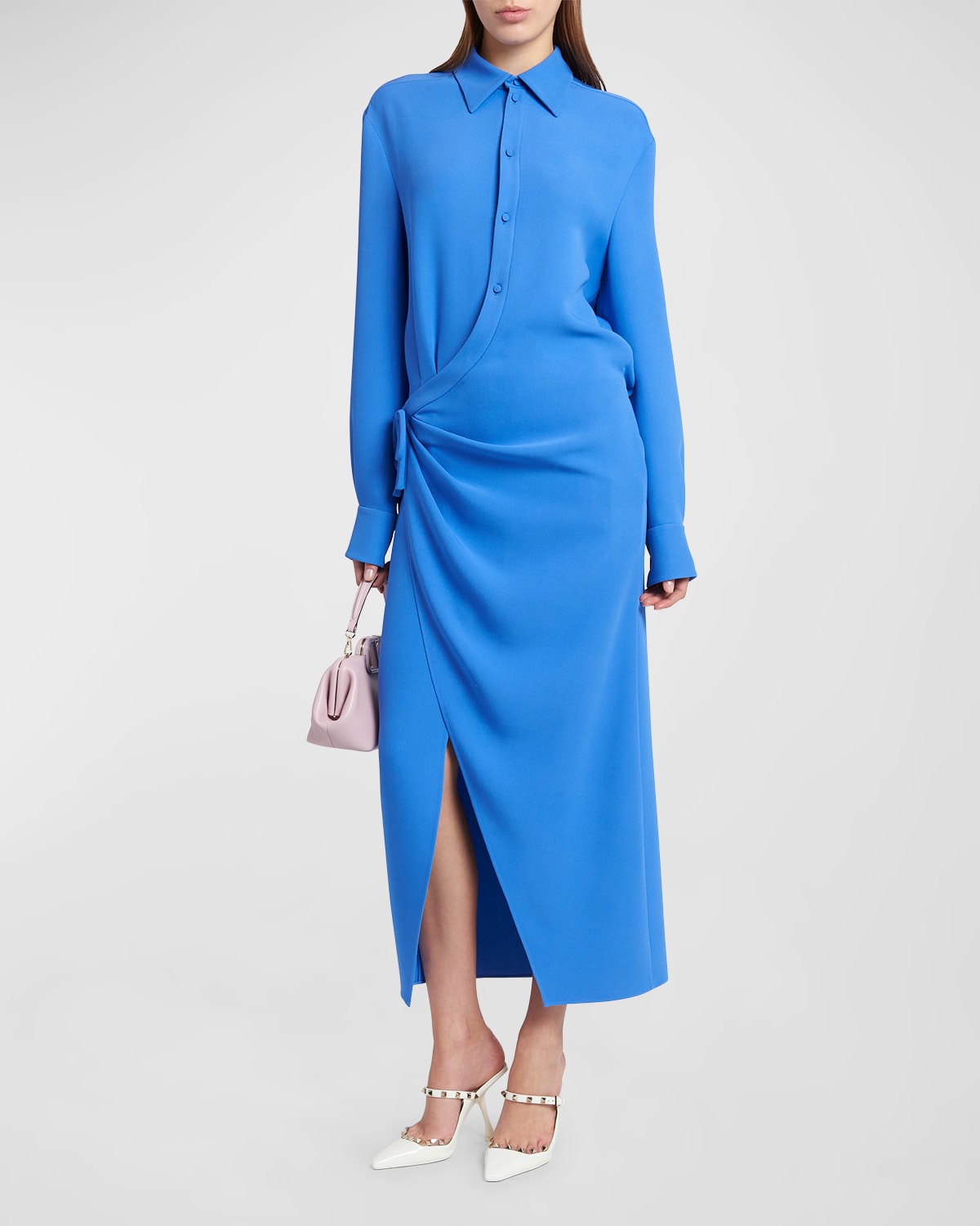 VALENTINO CADY COUTURE WRAPPED MIDI SHIRTDRESS