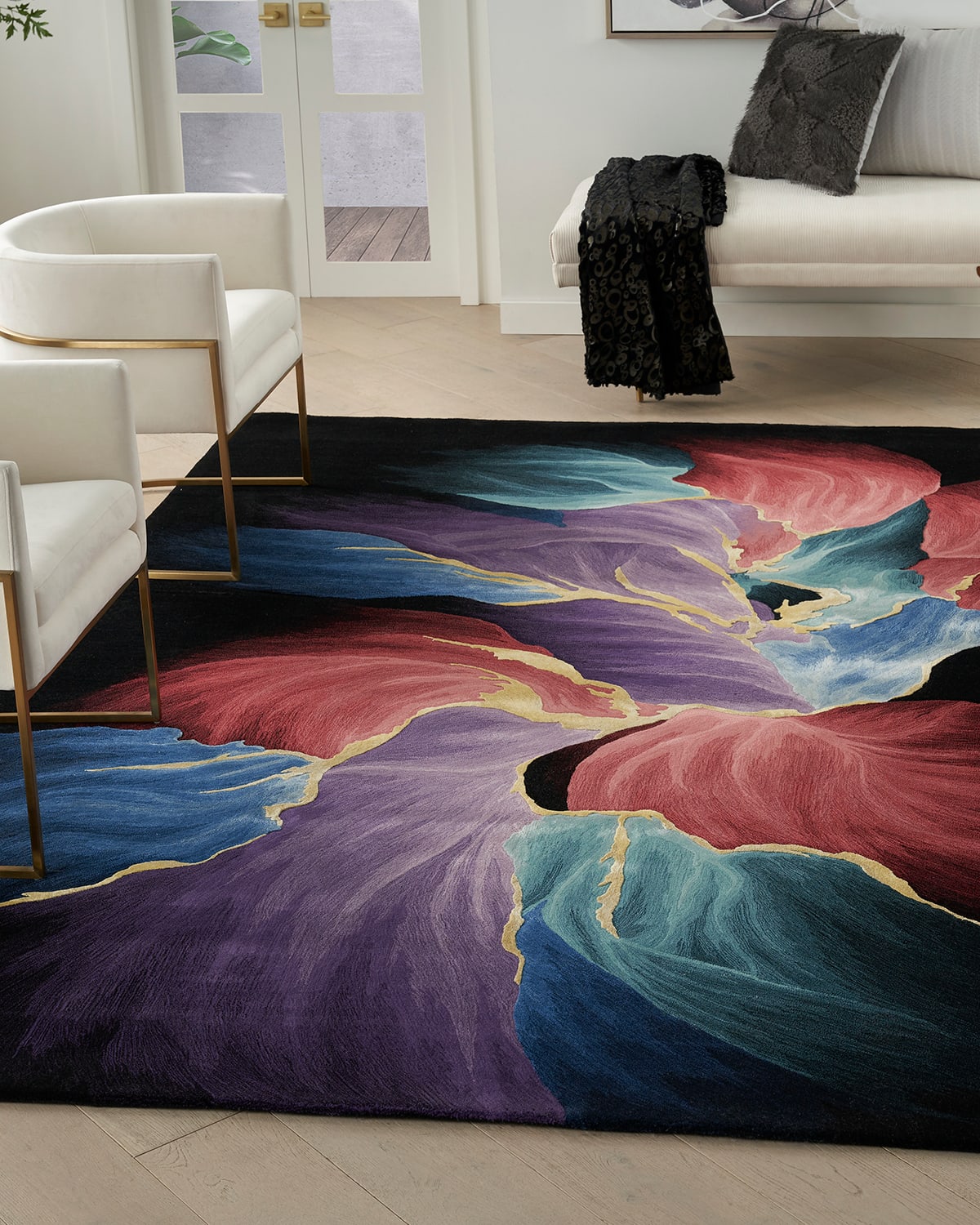 Nourison Petals In Black Hand-tufted Rug, 5' X 8'