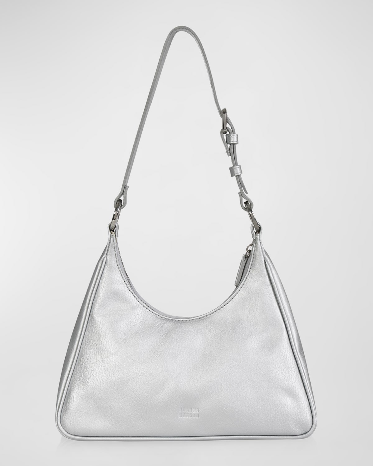 Joanna Maxham The Prism Leather Shoulder Bag In Silver Pebbled Le