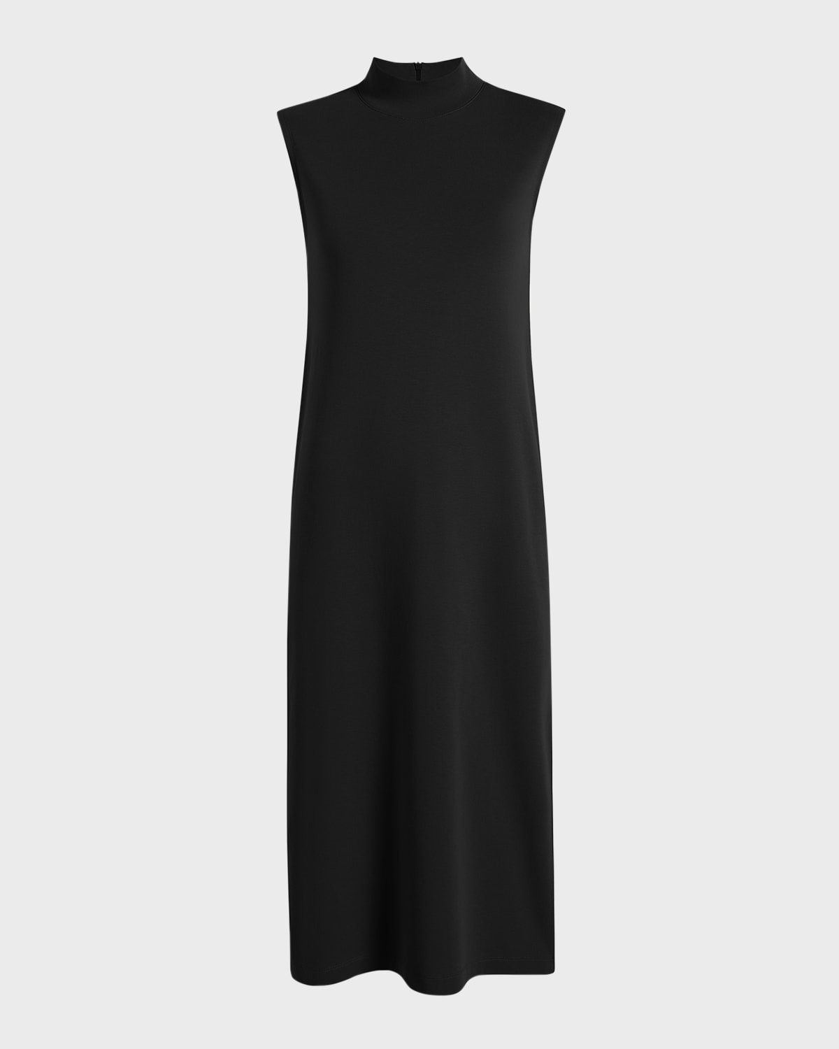 Shop Another Tomorrow Luxe Seamed Organic Cotton Midi Dress In Black