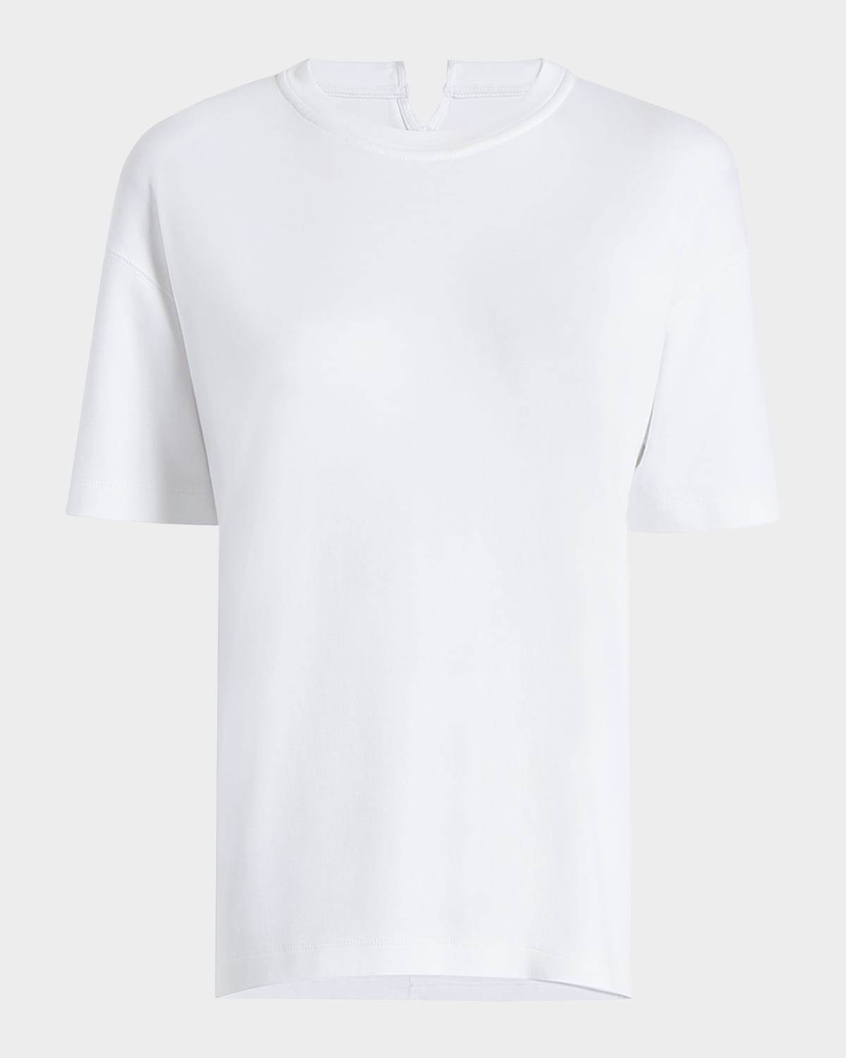 Shop Another Tomorrow Luxe Seamed Cotton Short Sleeve T-shirt In White