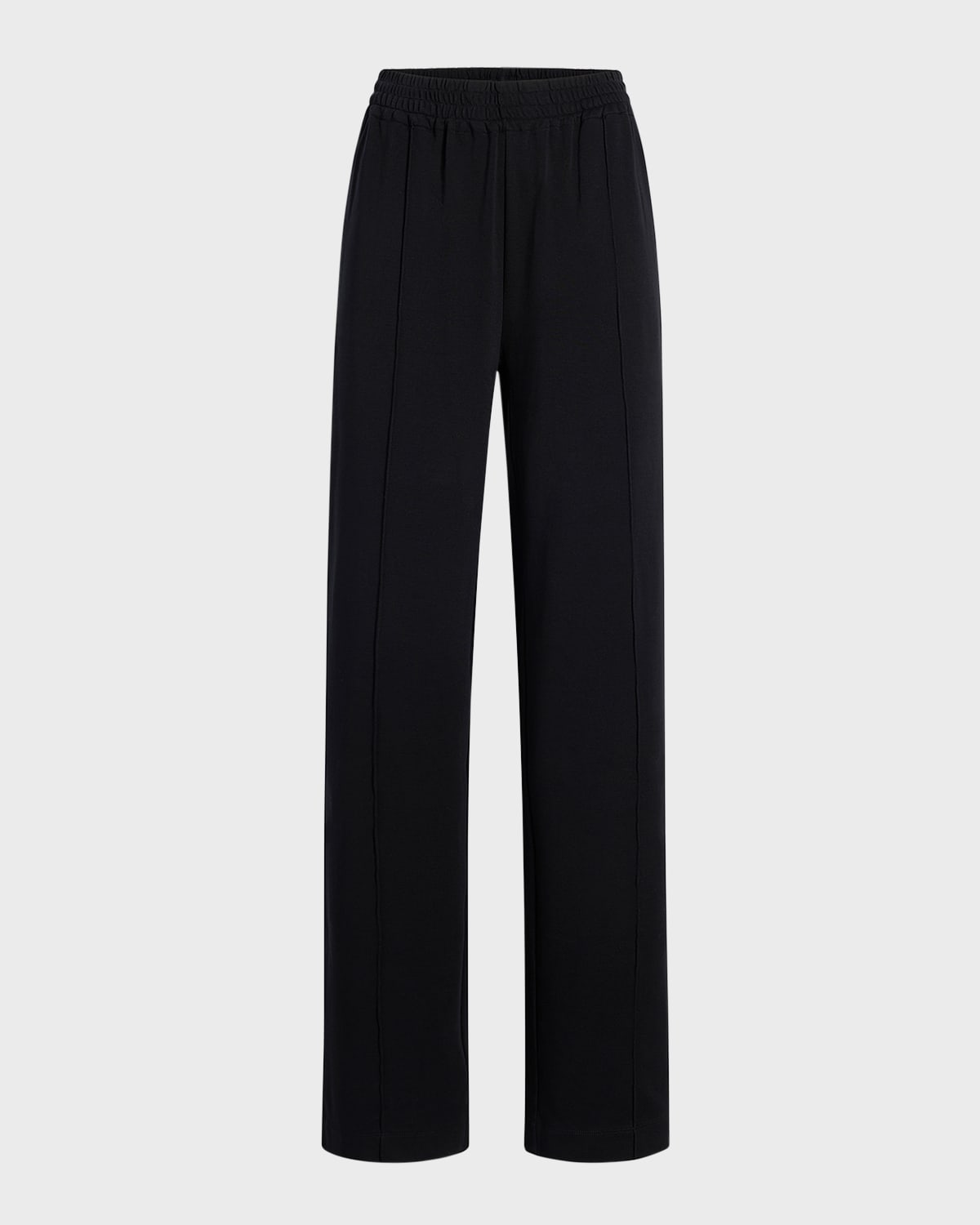 Another Tomorrow Luxe Seamed Wide-leg Lounge Trousers In Black