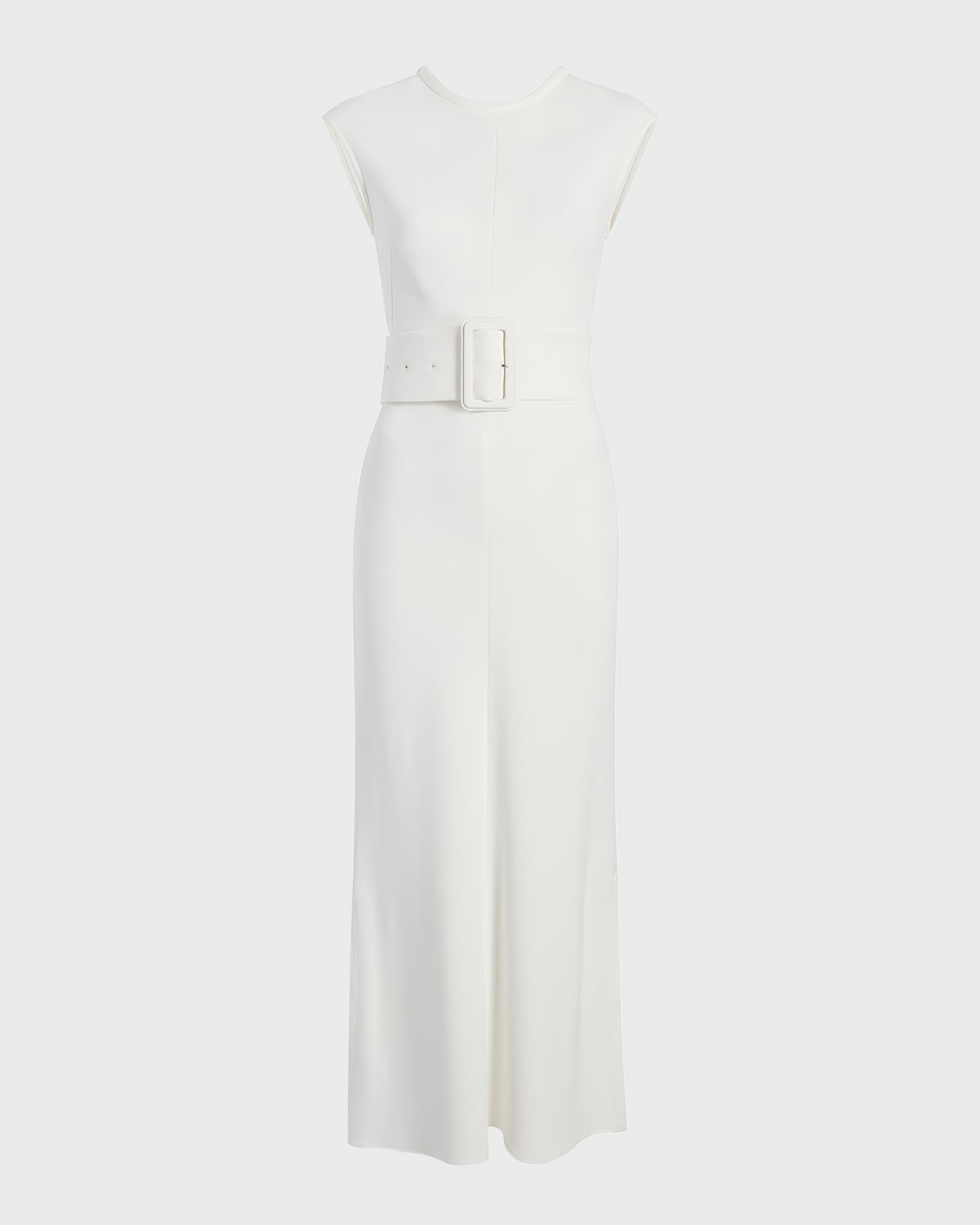 ANOTHER TOMORROW BELTED BIAS MIDI DRESS