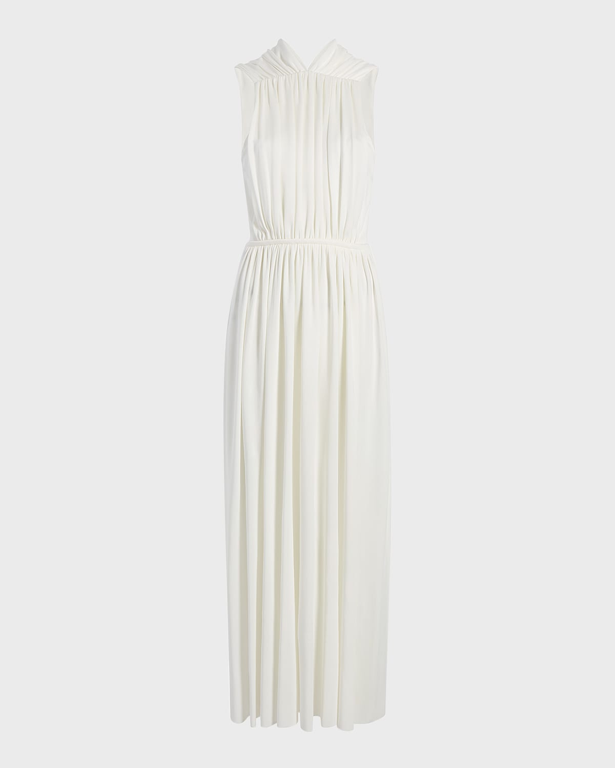 Another Tomorrow Shirred Maxi Dress With Back Cutout In Off White