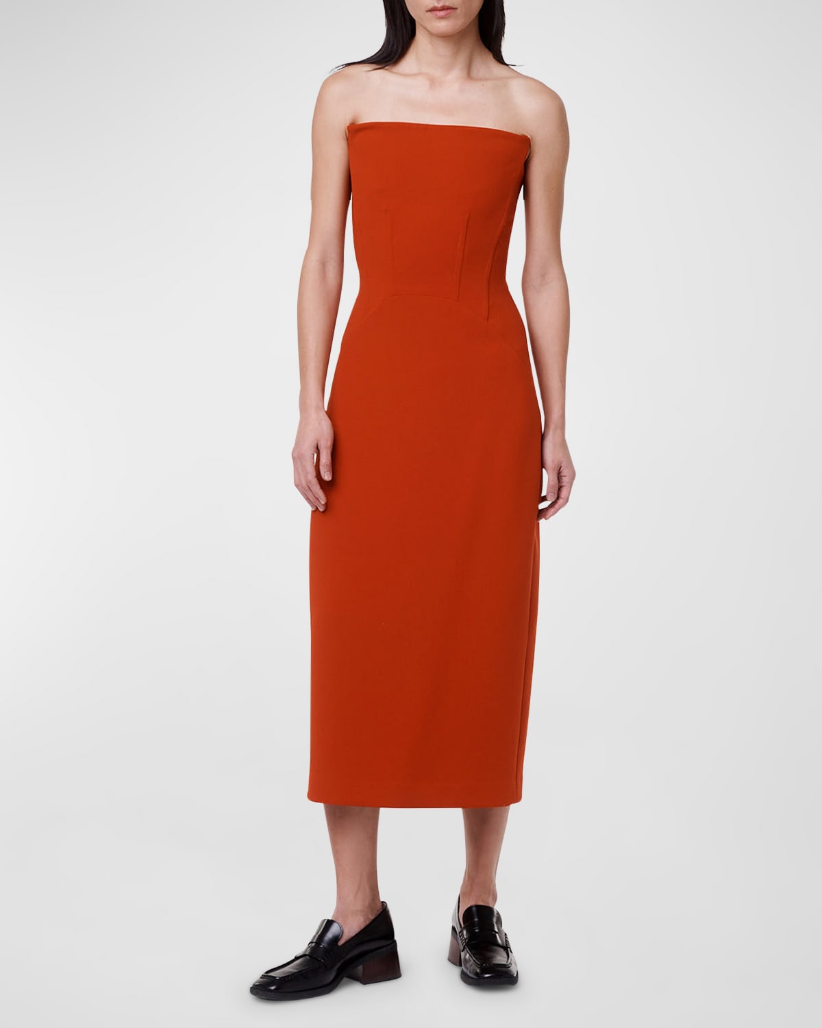 Another Tomorrow Doppio Structured Dress In Sedona Red