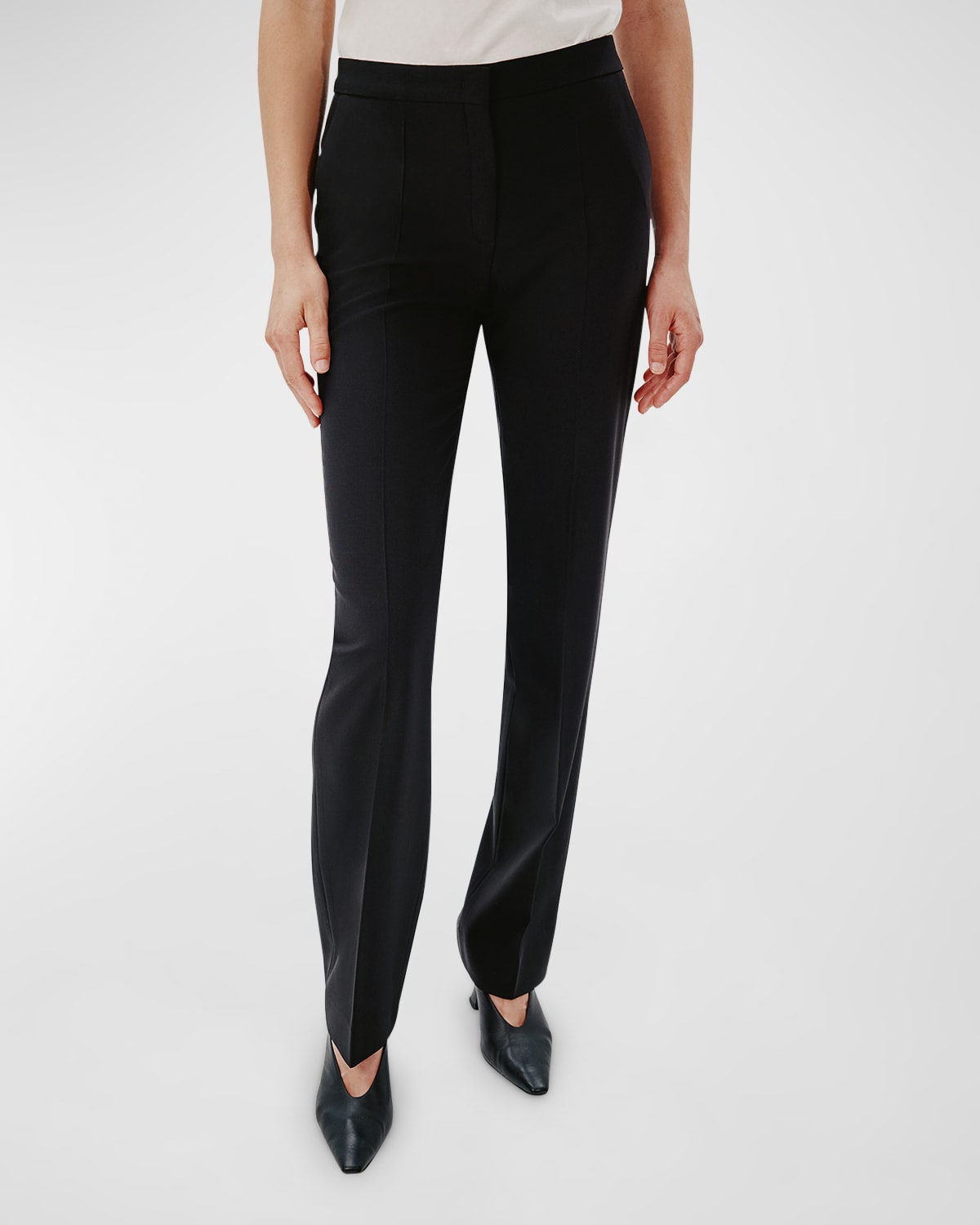Another Tomorrow Merino Wool Classic Trousers In Black
