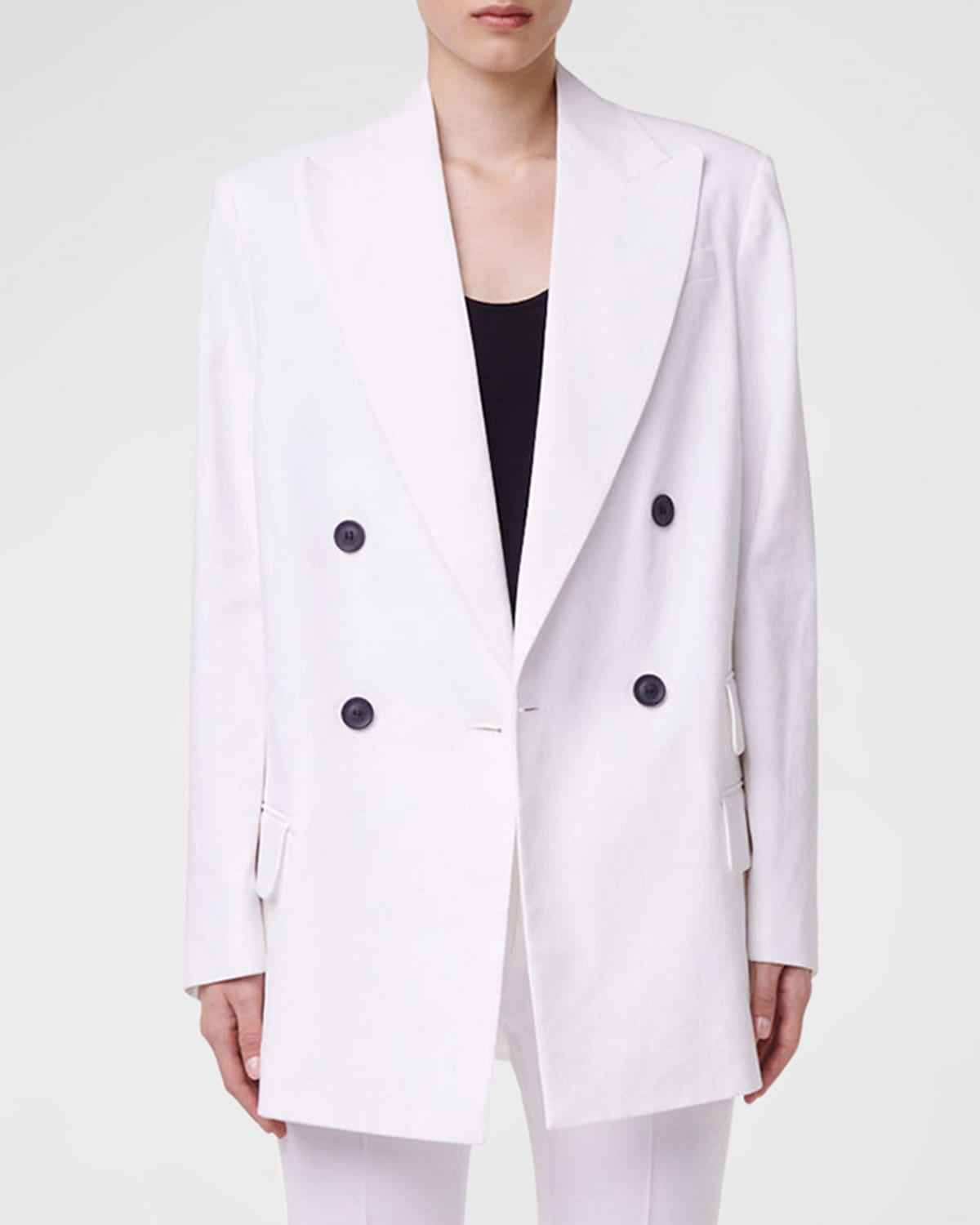 Another Tomorrow Oversize Blazer Jacket With Side Zipper Vents In Off White