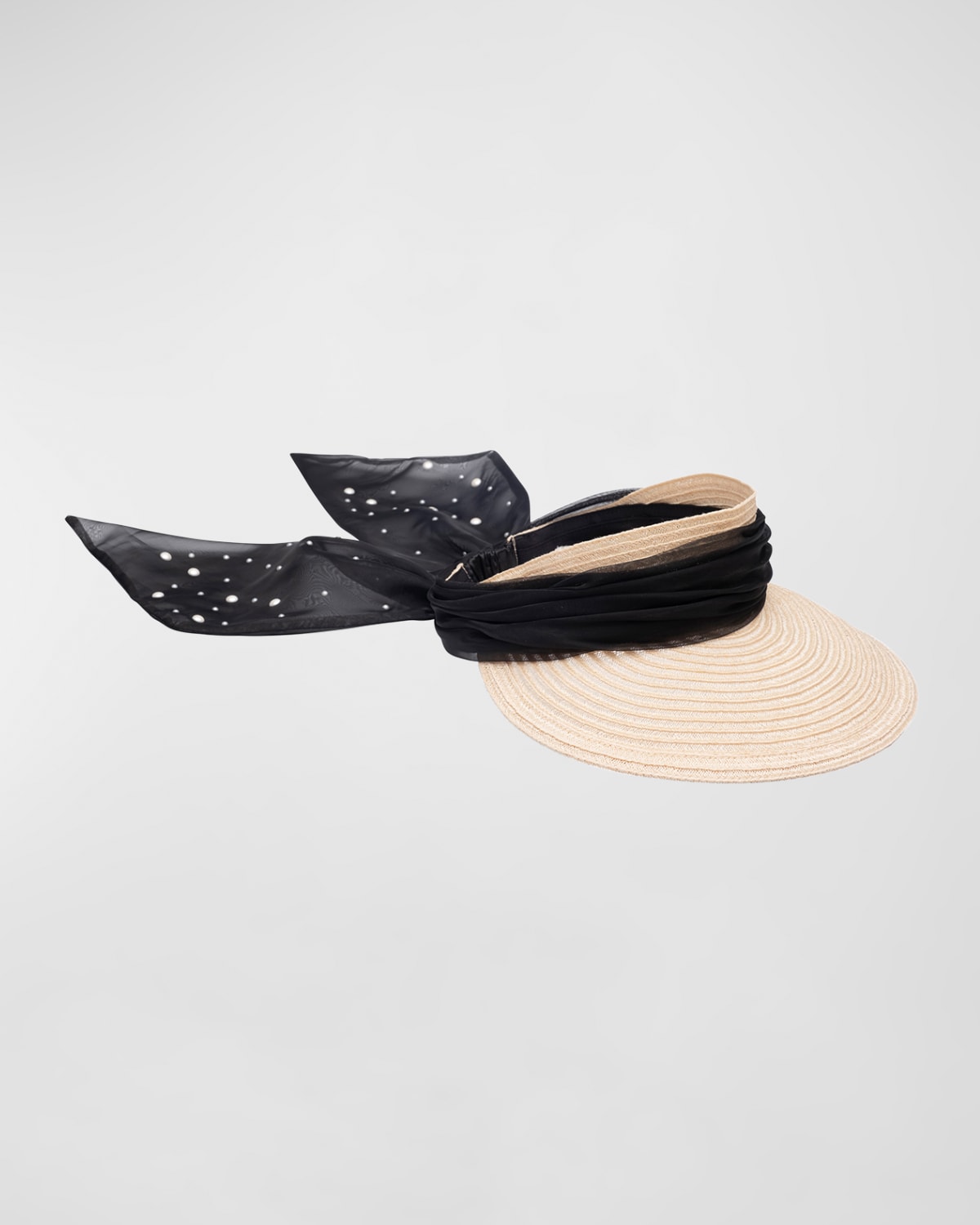 Eugenia Kim Ricky Pearl Visor With Organza Scarf In Natural