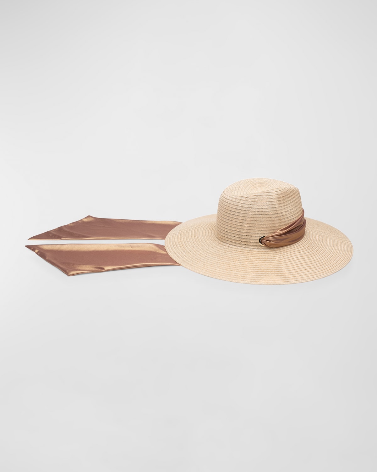 Eugenia Kim Cassidy Wide Brim Hat With Chiffon Scarf In Natural