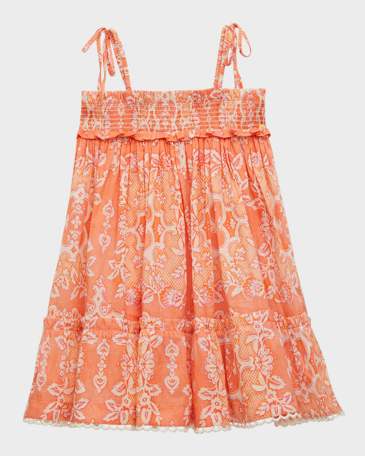 ZIMMERMANN GIRL'S RAIE SHIRRED FLORAL DRESS