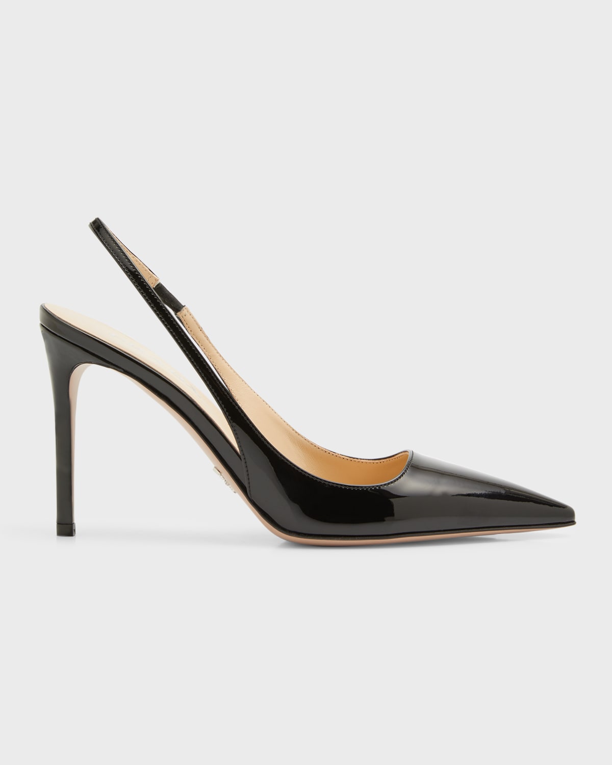 Prada Patent Leather Slingbacks In Nero