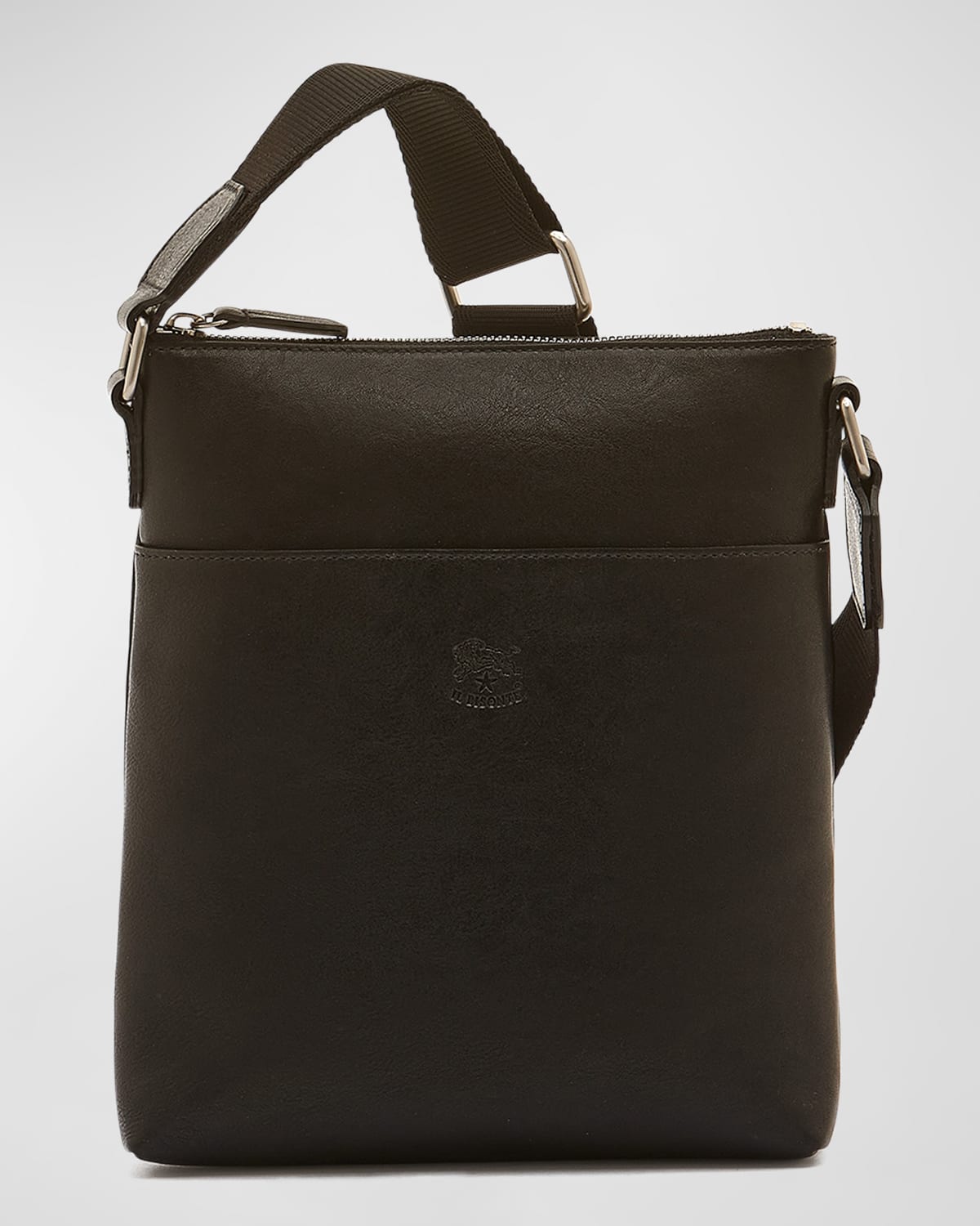 Shop Il Bisonte Men's Oriuolo Leather Crossbody Bag In Black