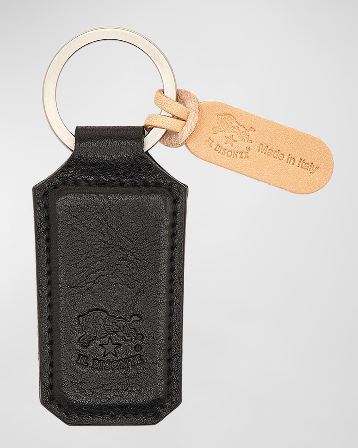 Il Bisonte Men's Oriuolo Stamped Logo Leather Keychain In Black