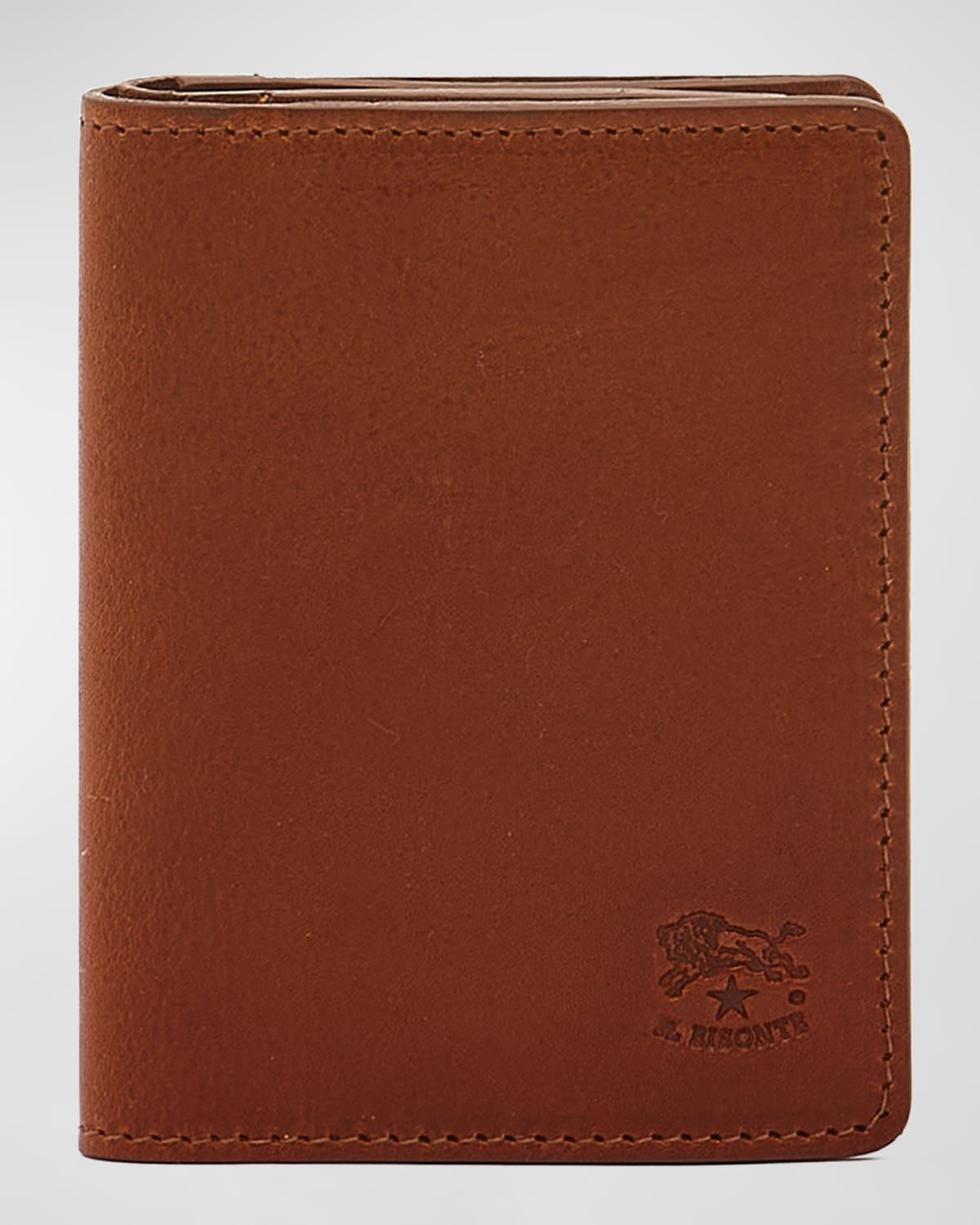 Shop Il Bisonte Men's Oriuolo Leather Bifold Card Holder In Cognac