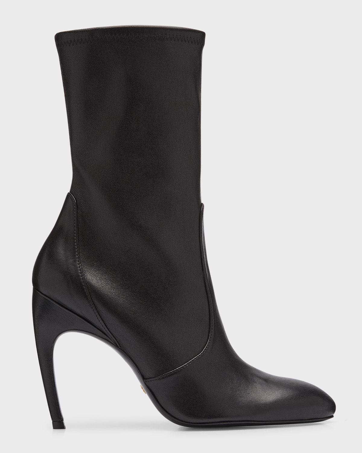 STUART WEITZMAN LUXECURVE STRETCH LEATHER ANKLE BOOTIES