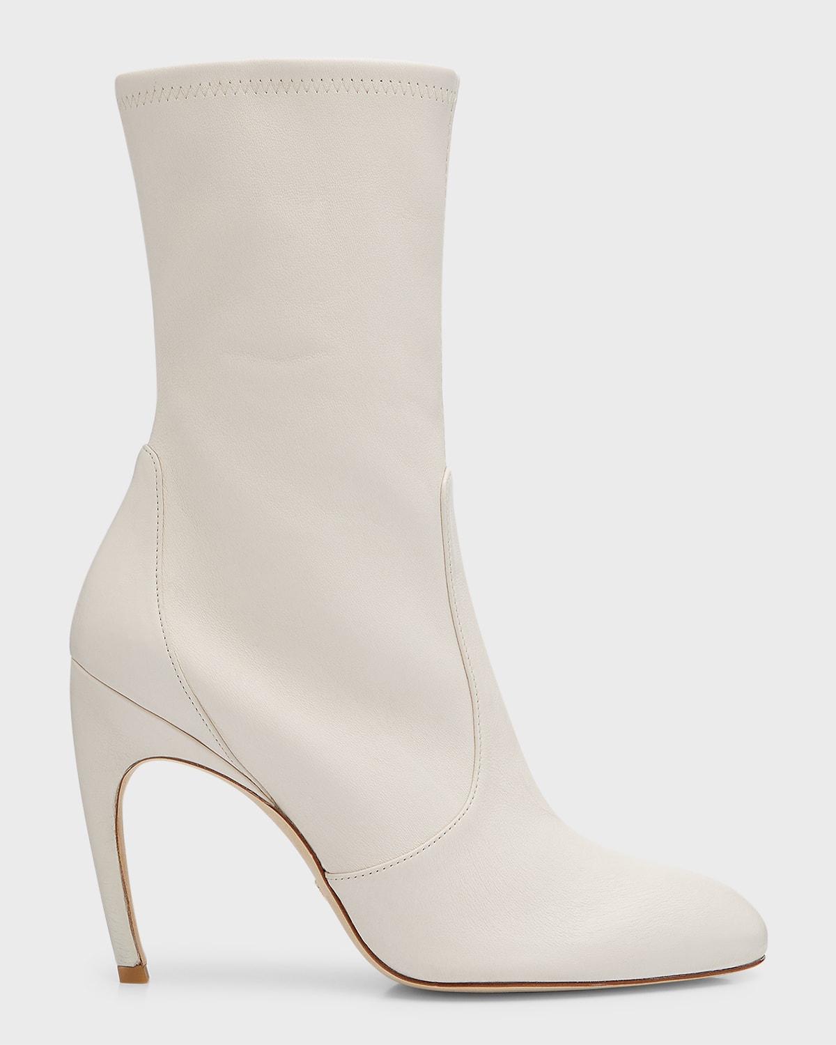 STUART WEITZMAN LUXECURVE STRETCH LEATHER ANKLE BOOTIES