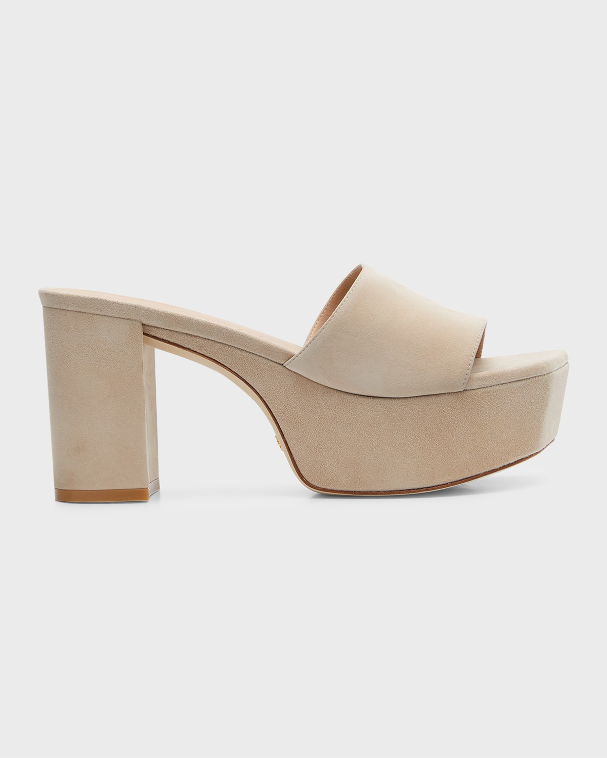 Stuart Weitzman Square High Suede Platform Sandals In Dune