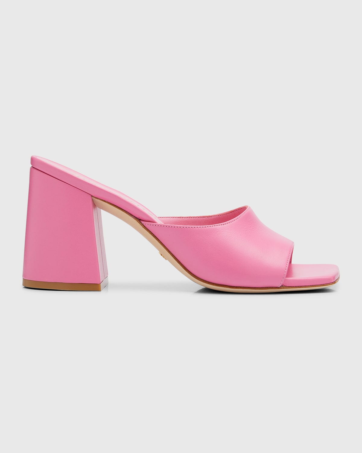 Stuart Weitzman Tia Calfskin Block-heel Mules In India Pink