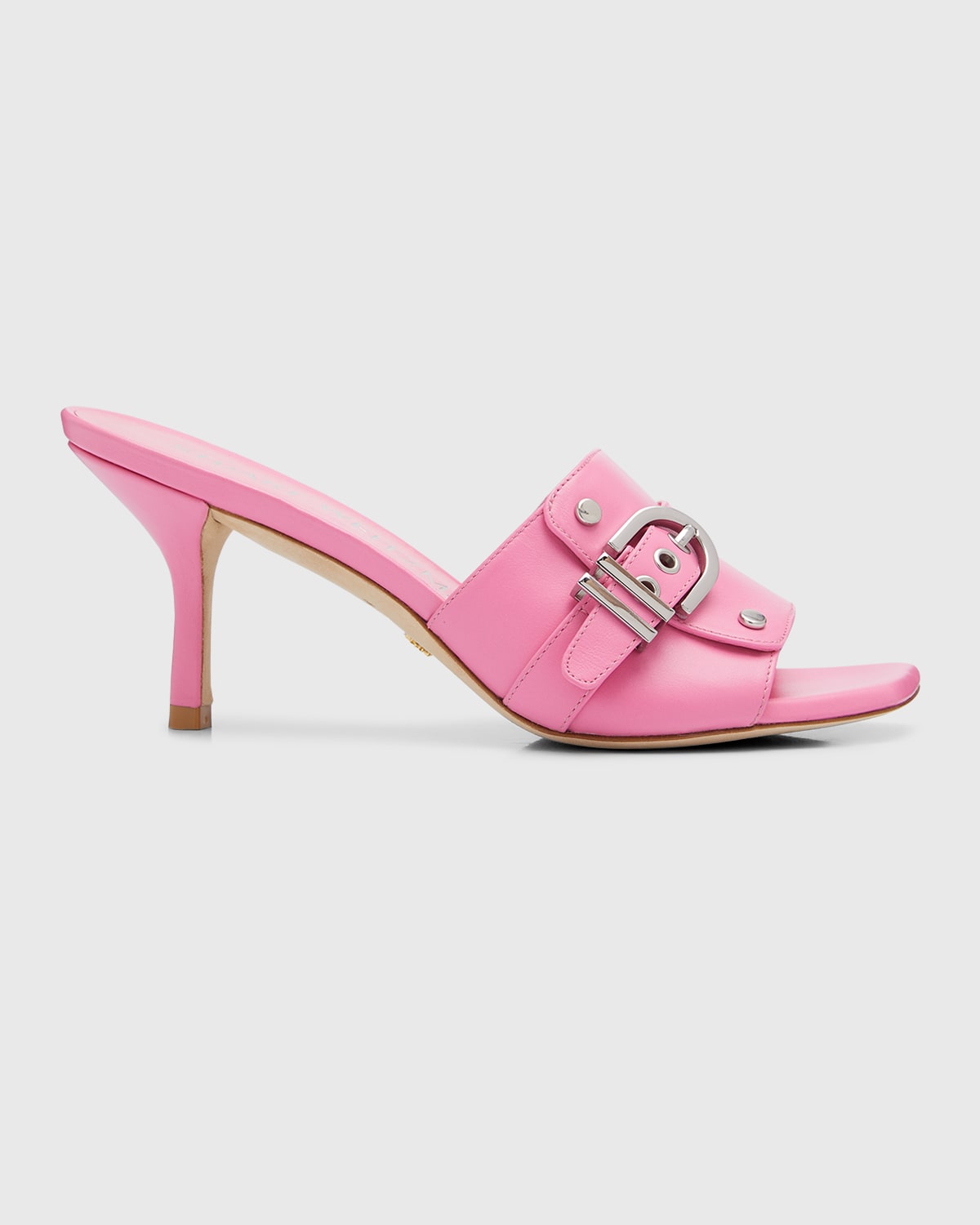 Stuart Weitzman Maverick Belt Mule Sandals In Pink