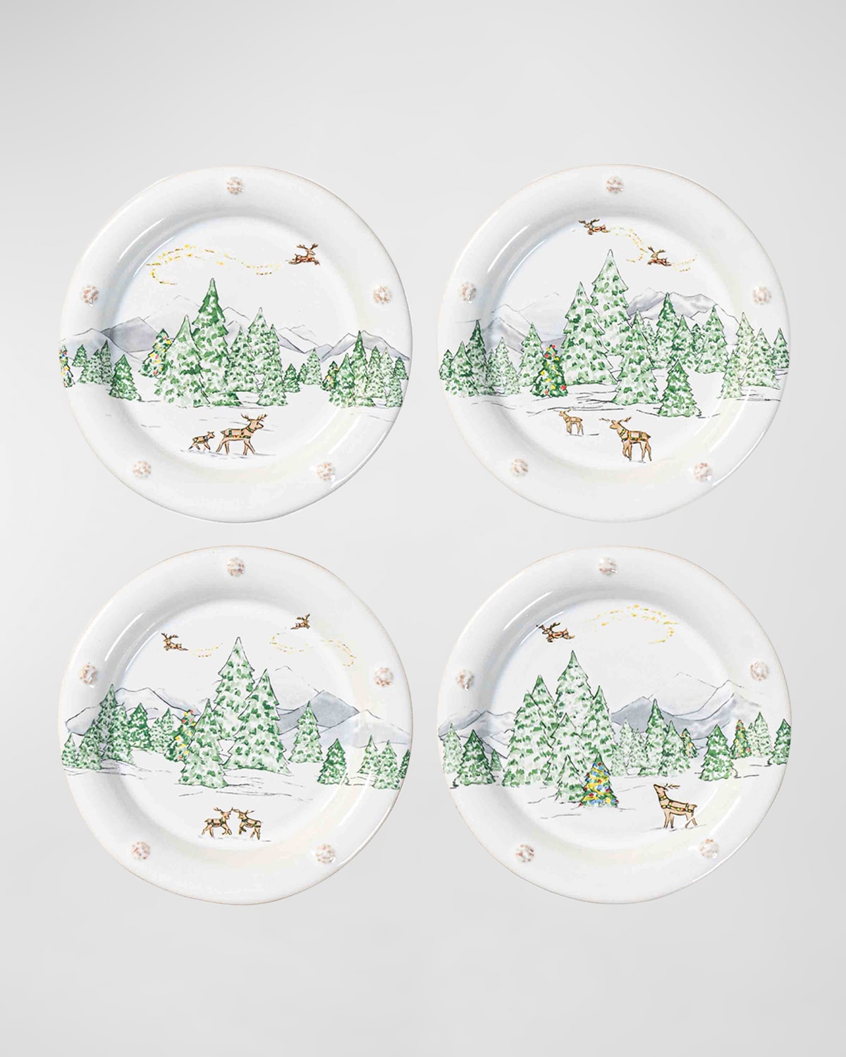 Juliska Assorted North Pole 4-piece Cocktail Plate Set