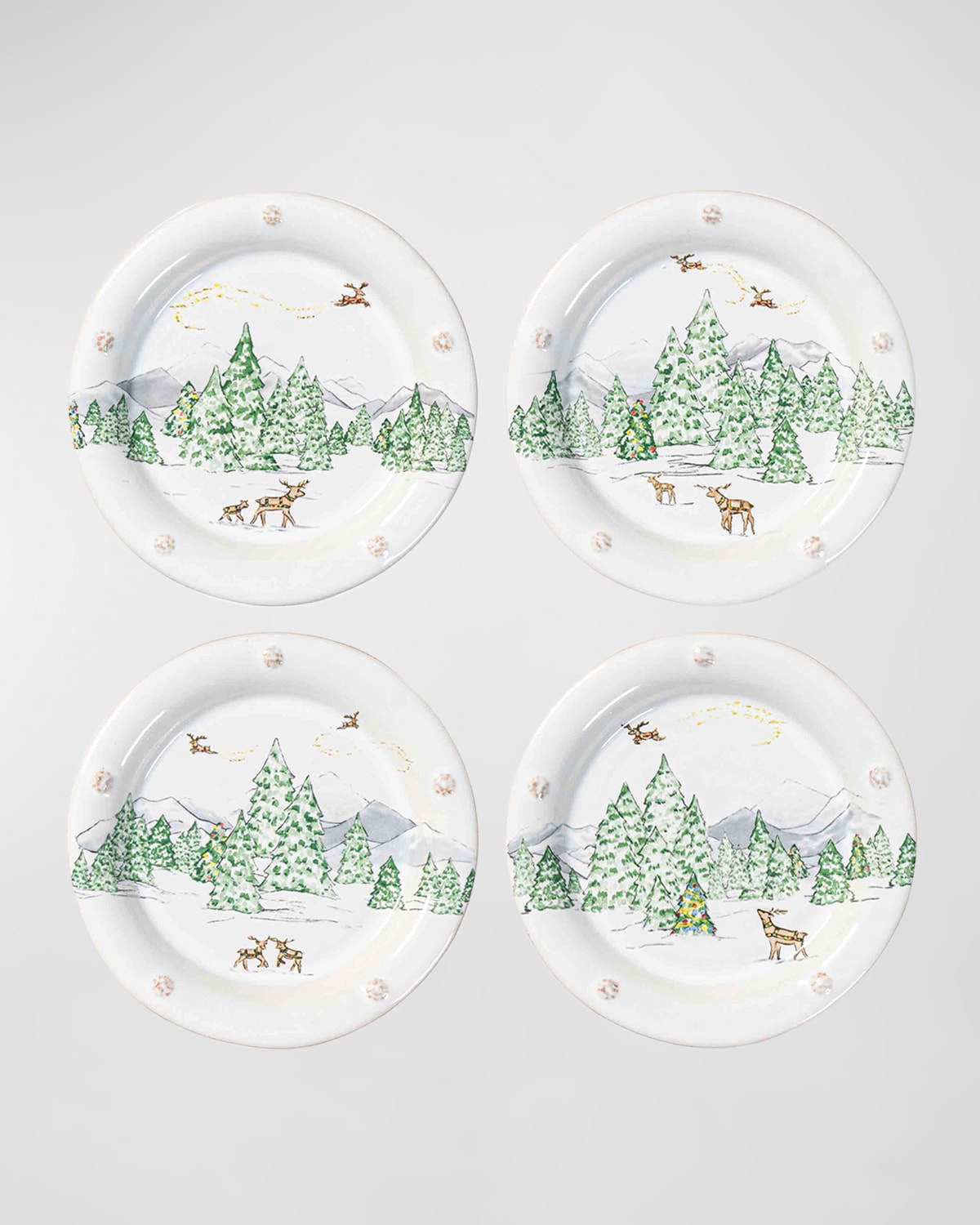 JULISKA BERRY & THREAD NORTH POLE COCKTAIL PLATES, SET OF 4