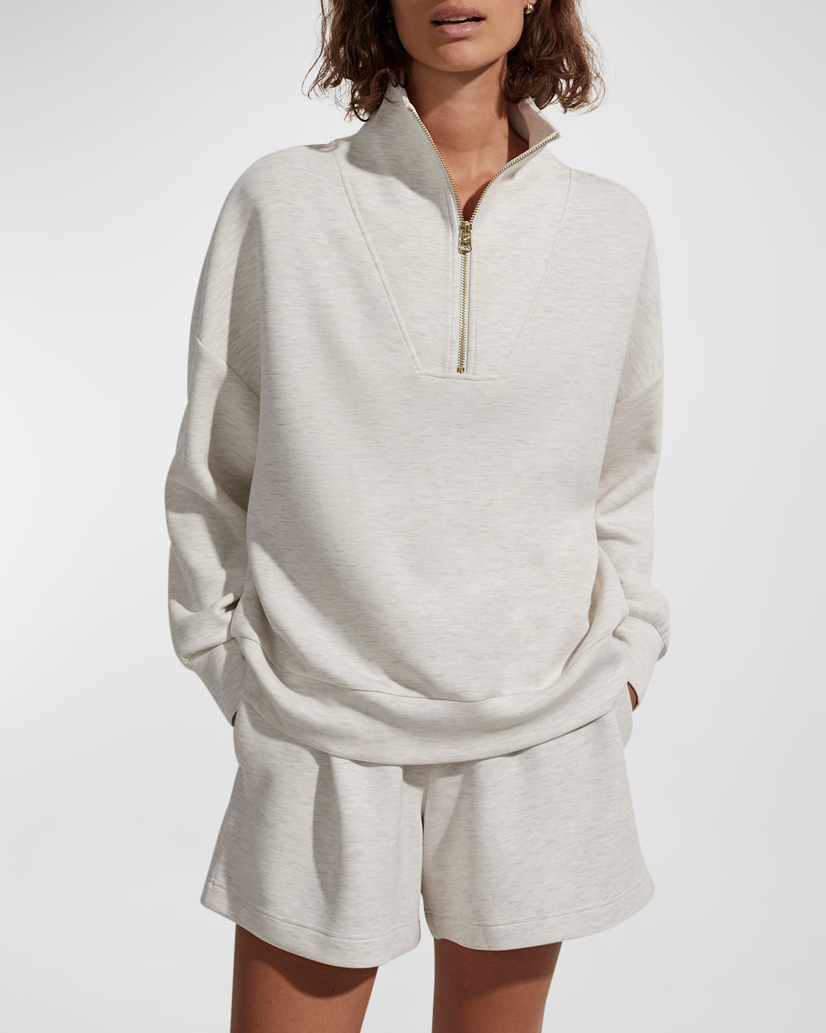 Varley Women's Hawley Half-zip Sweatshirt In Ivory Marl