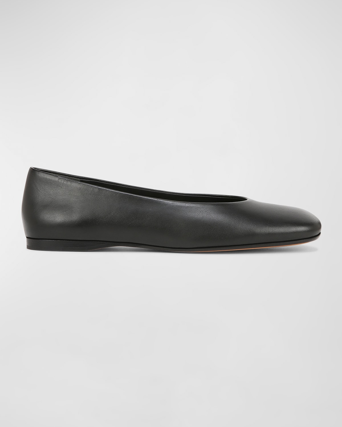 Shop Vince Leah Leather Square-toe Ballerina Flats In Black