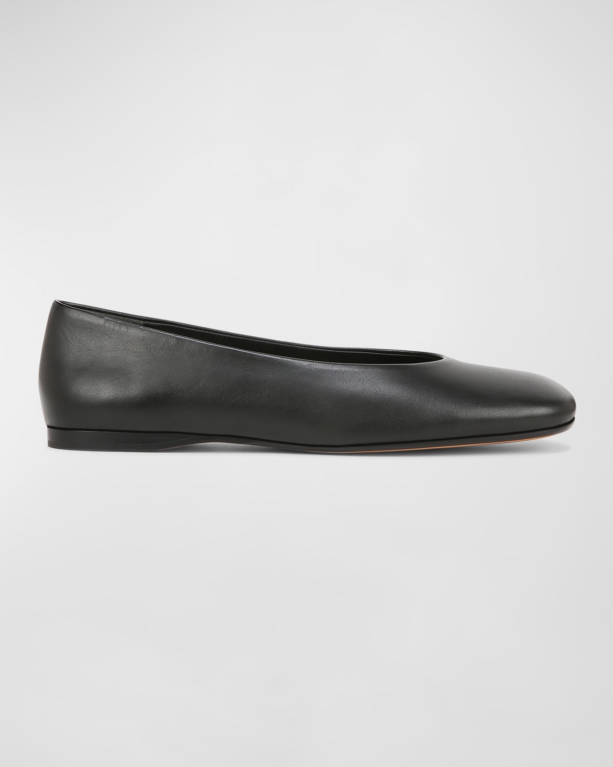 Leah Leather Square-Toe Ballerina Flats