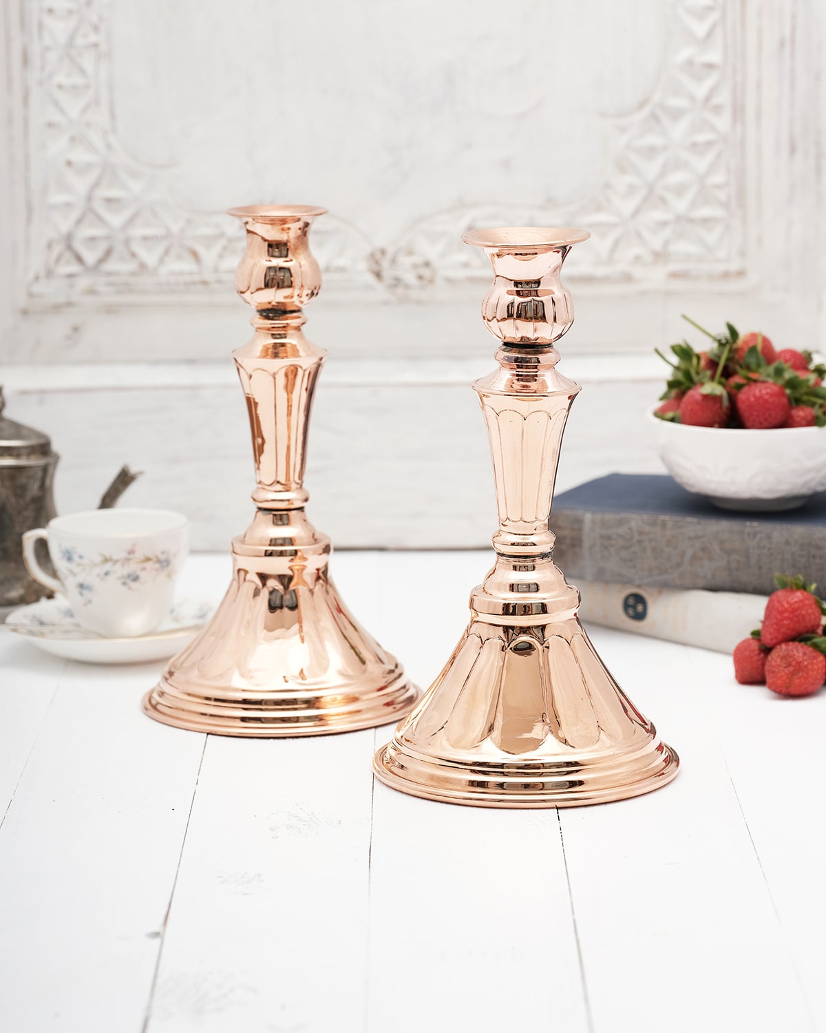 Coppermill Kitchen Vintage Inspired Copper Candlesticks Pair