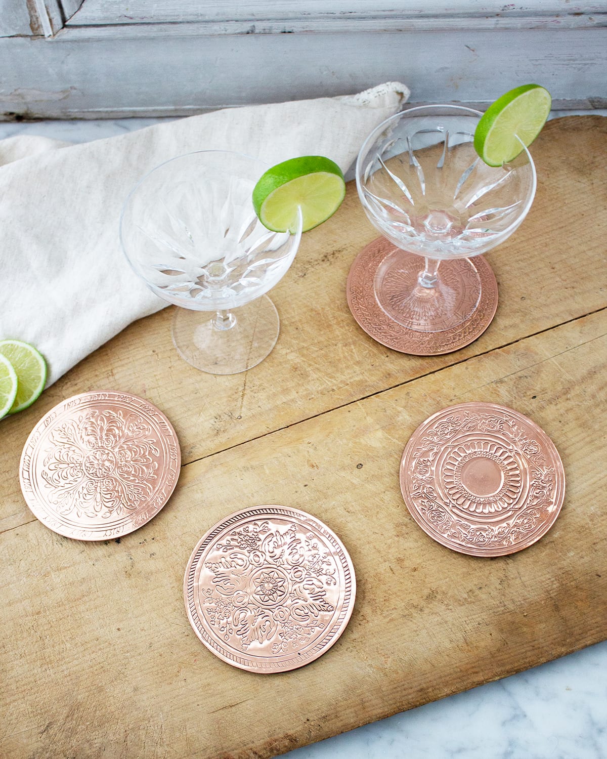 Vintage-Inspired Copper Coasters, Set of 4