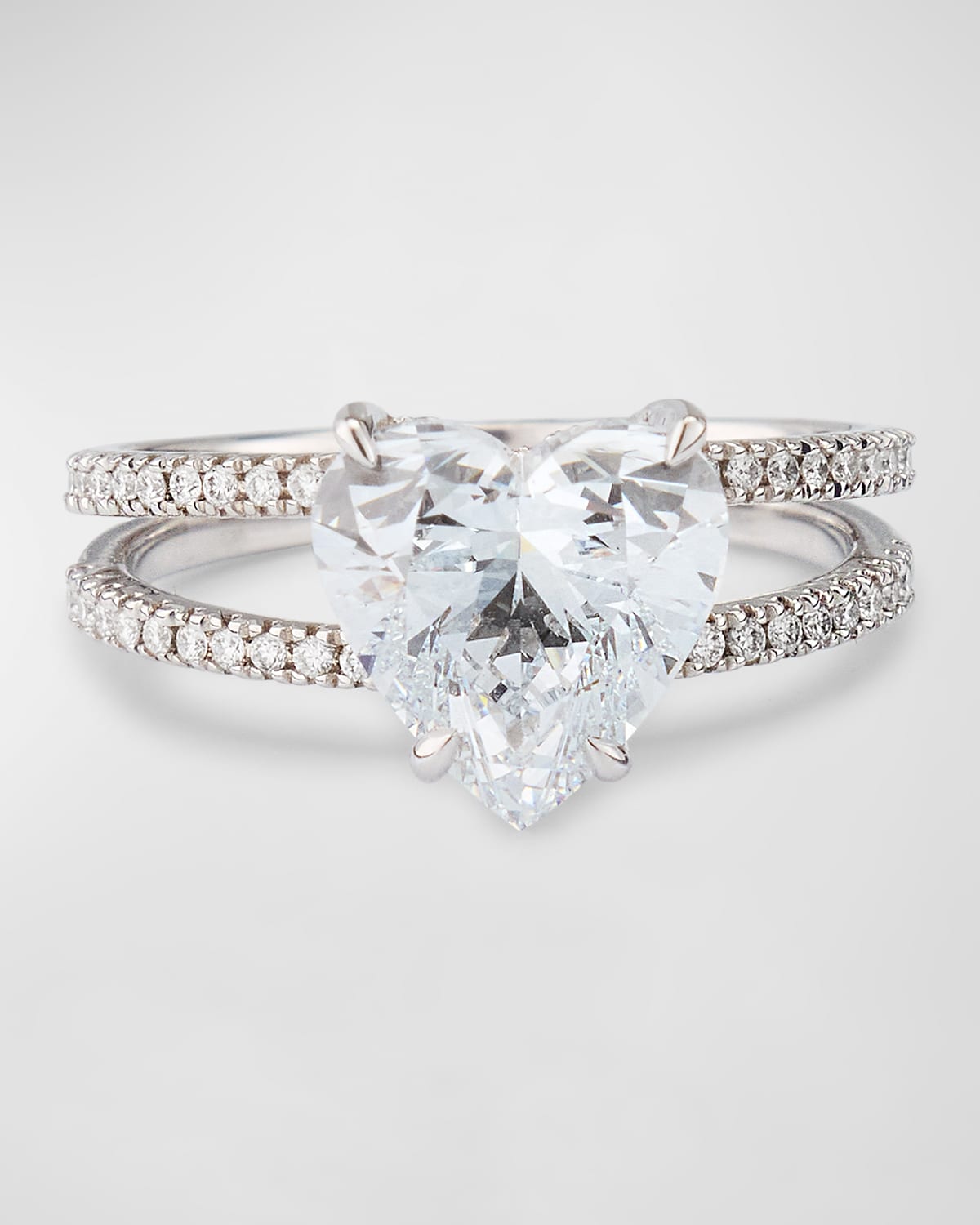 Lab Grown Diamond 18K White Gold Heart Ring, 3.31 tcw, Size 6