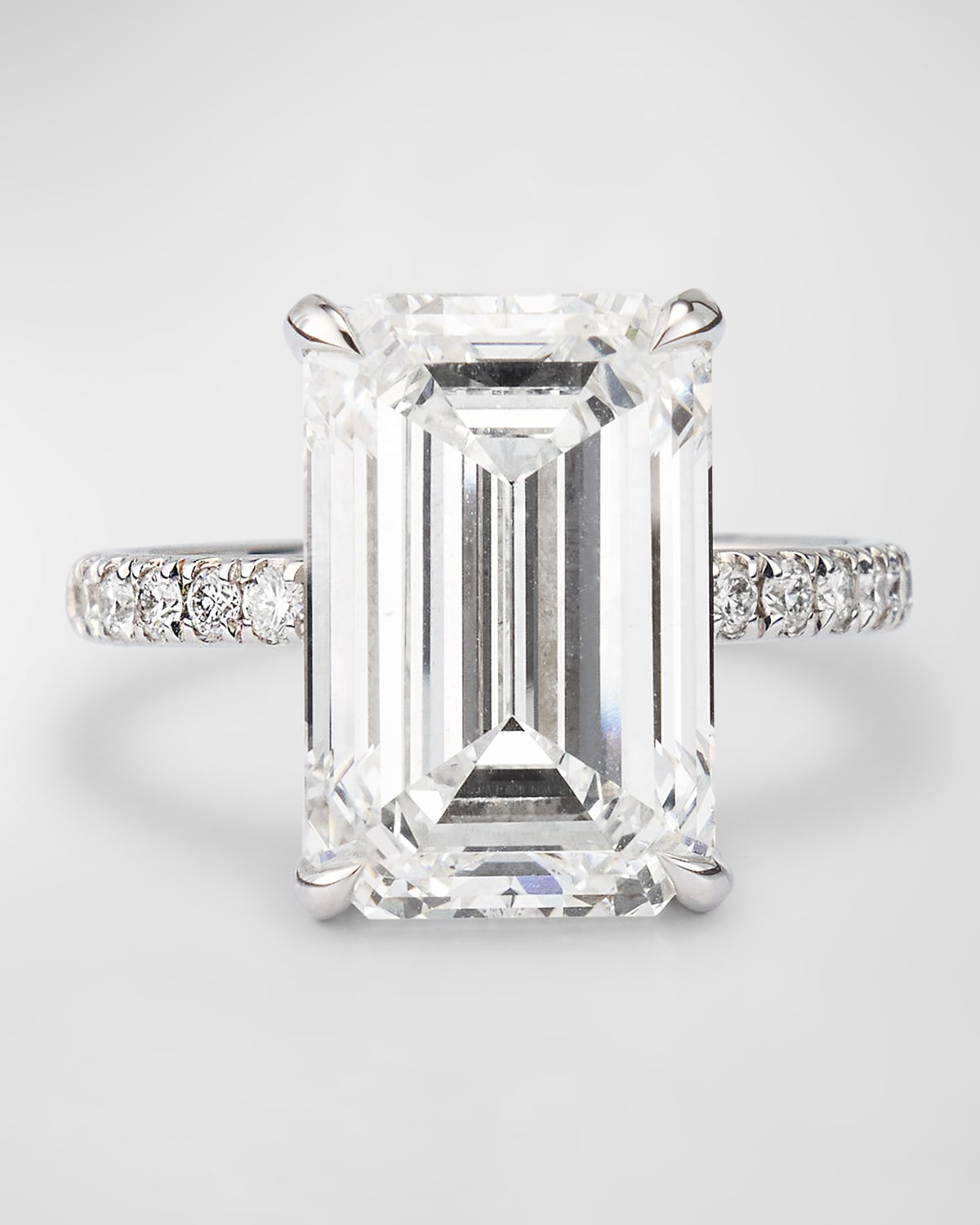 Lab Grown Diamond 18K White Gold Emerald Cut Ring, 10.0tcw, Size 6