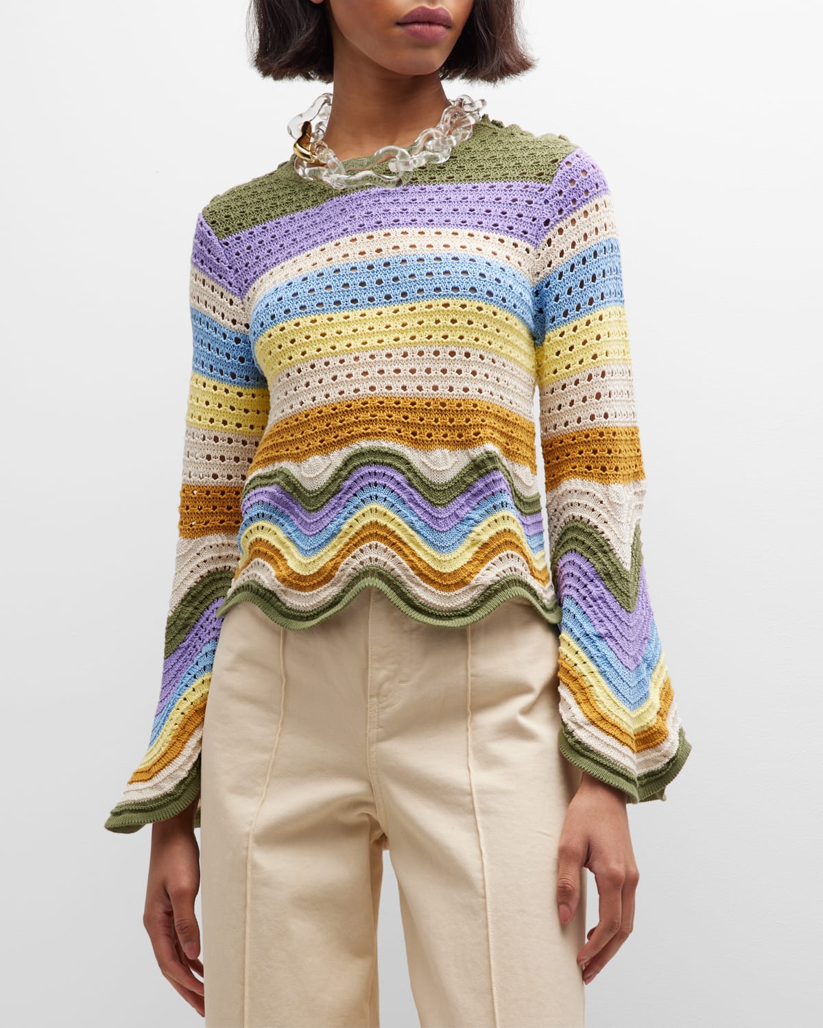 ZIMMERMANN RAIE STRIPE KNIT TOP