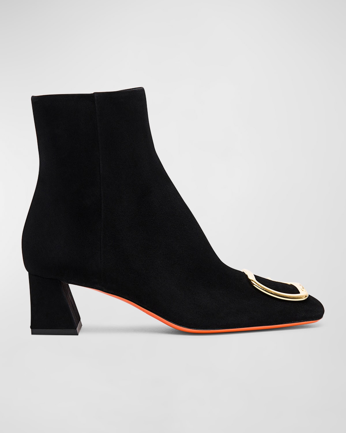 Santoni Suede Mid-heel Boots In Black