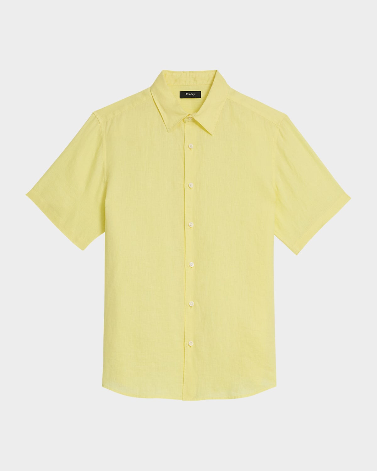 Shop Theory Men's Irving Short Sleeve Shirt In Relaxed Linen In Citrus