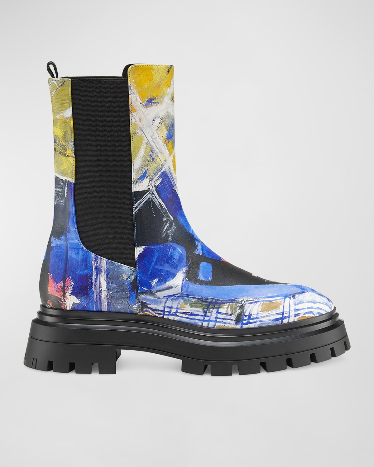 Stuart Weitzman X Kidsuper Printed Chelsea Booties In Blue Multi