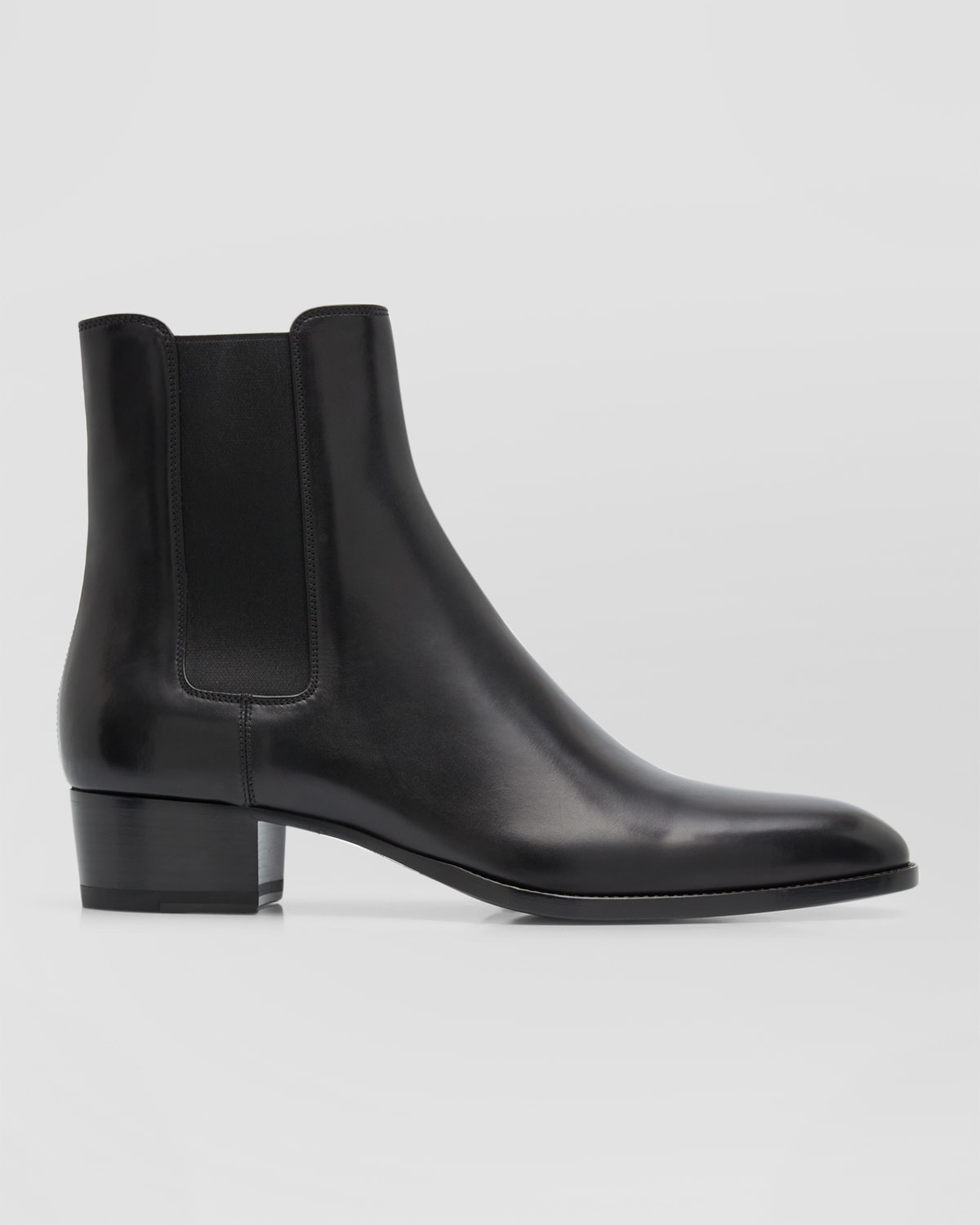 Shop Saint Laurent Men's Wyatt 40 Leather Chelsea Boots In Nero