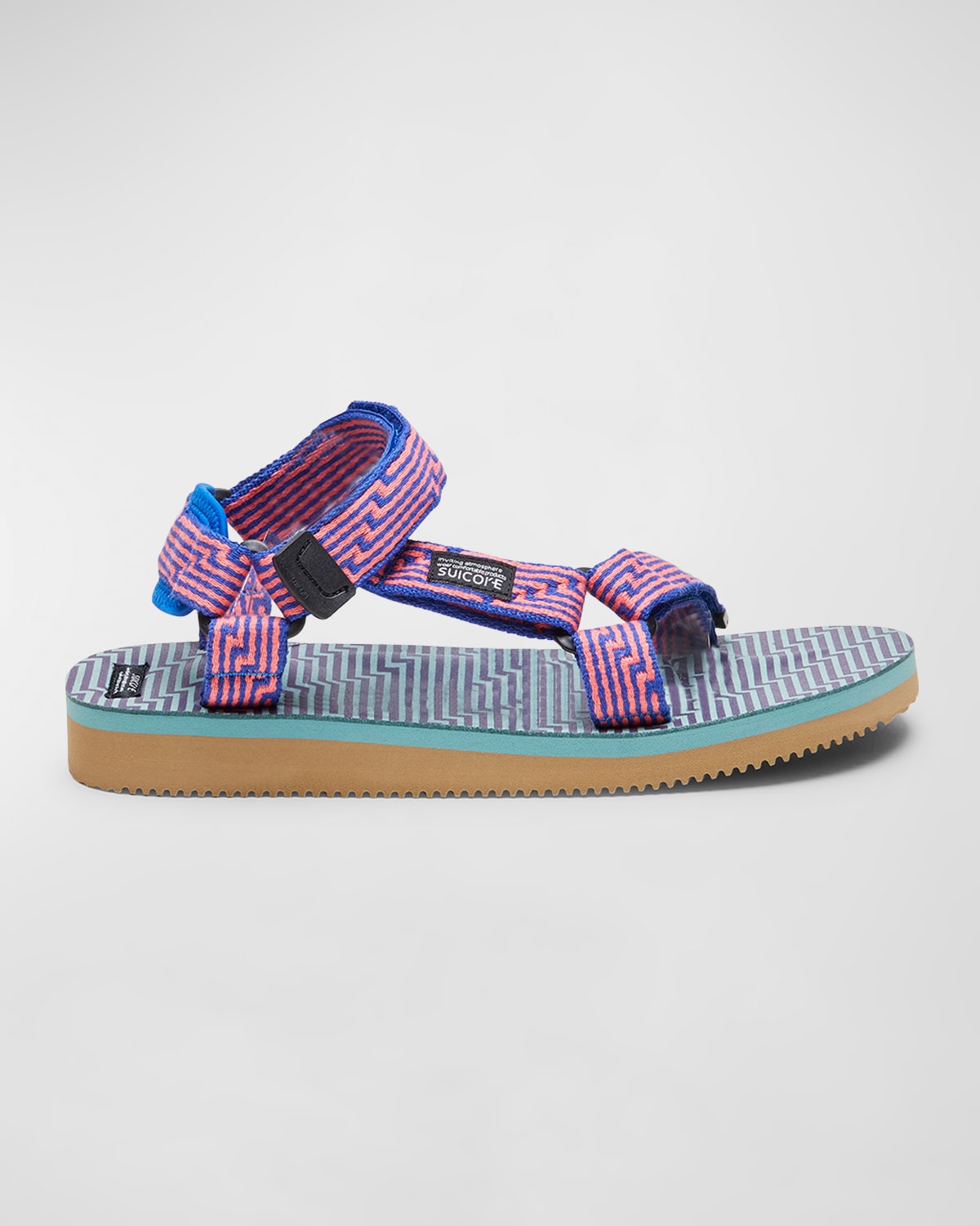 Suicoke Men's Depa-jc01 Jacquard Strap Sandals In Orange X Blue