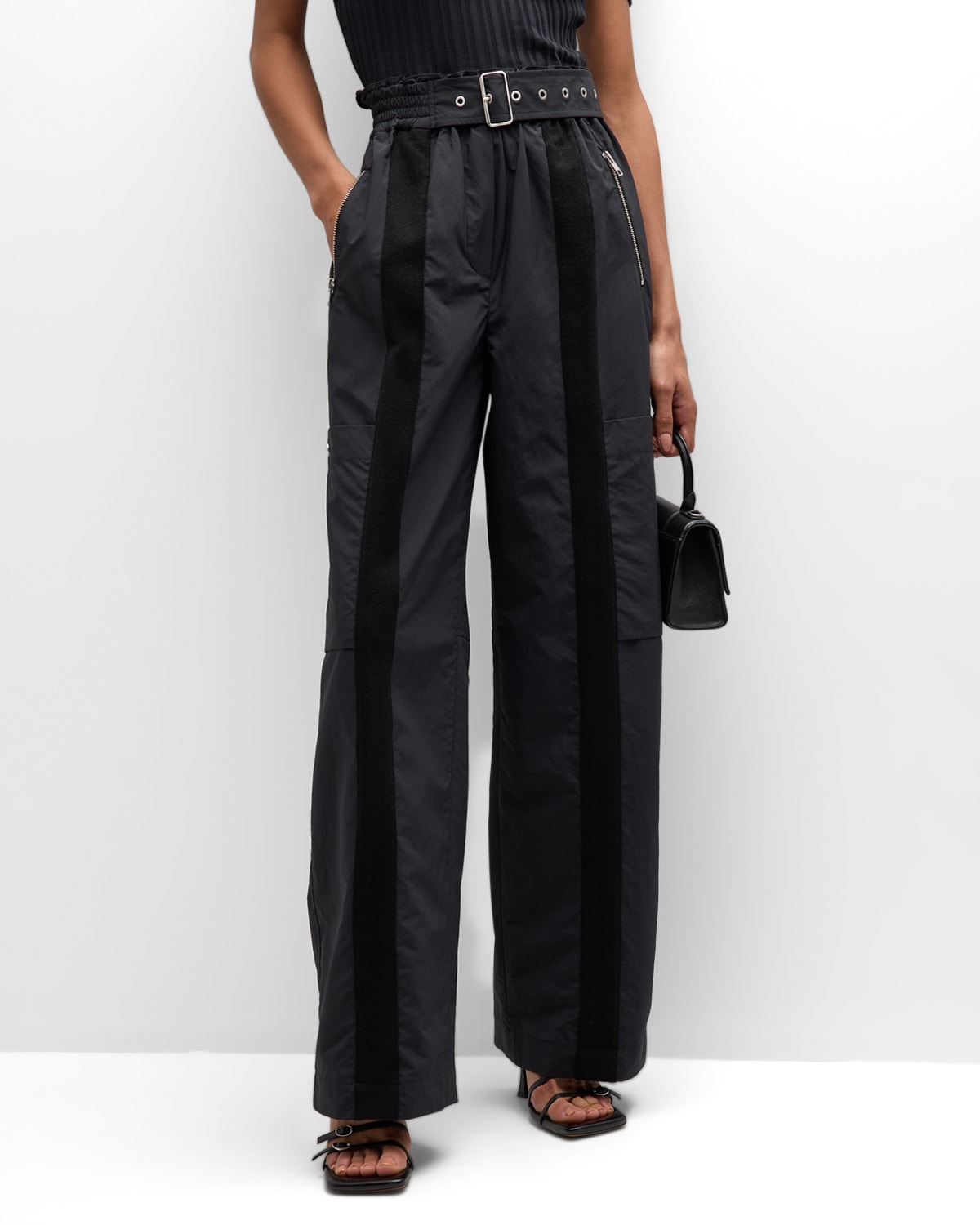 3.1 Phillip Lim Recycled High-rise Wide-leg Cargo Pants In Black