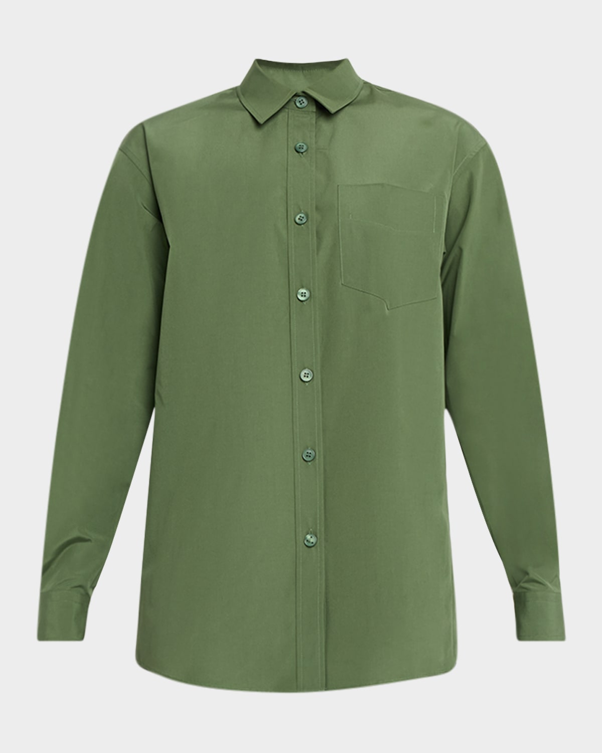 Lafayette 148 Oversized Button-down Cotton Boyfriend Shirt In Green