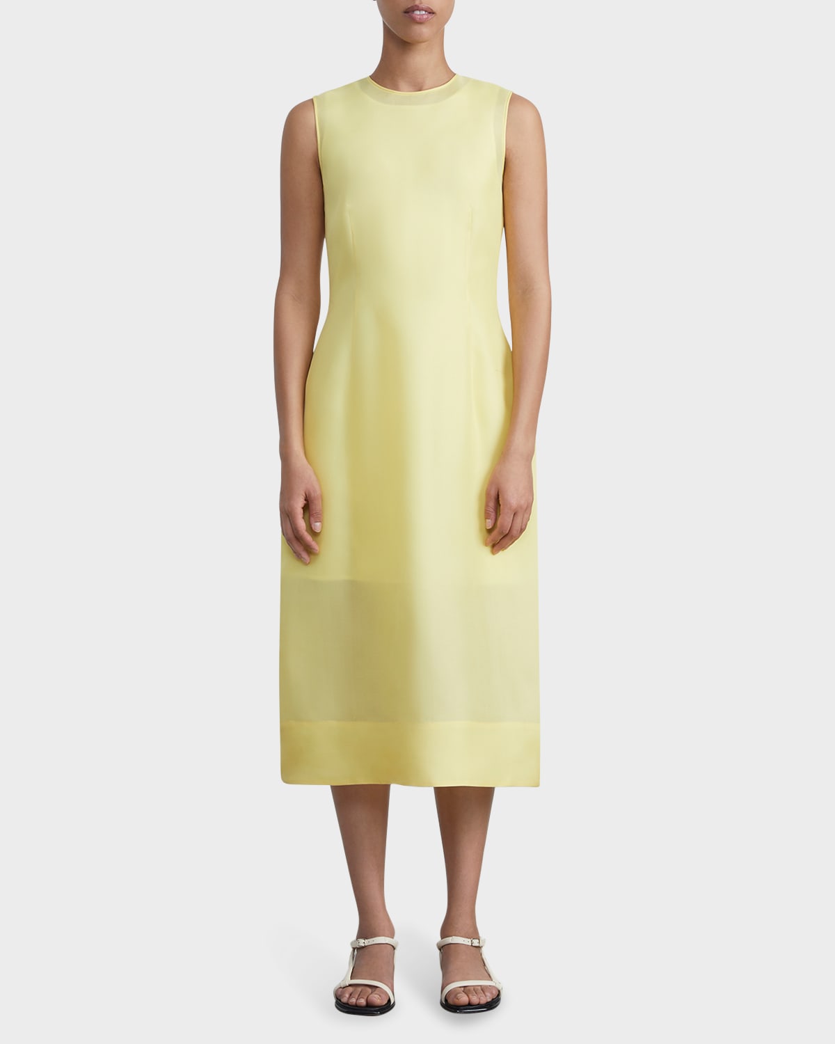 Lafayette 148 Sleeveless Silk Gazar Dress In Bright Citrine | ModeSens
