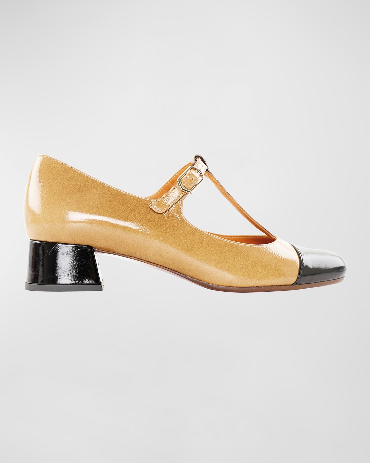 Chie Mihara Revita Colorblock Patent Leather Mary Jane Pumps In Brown