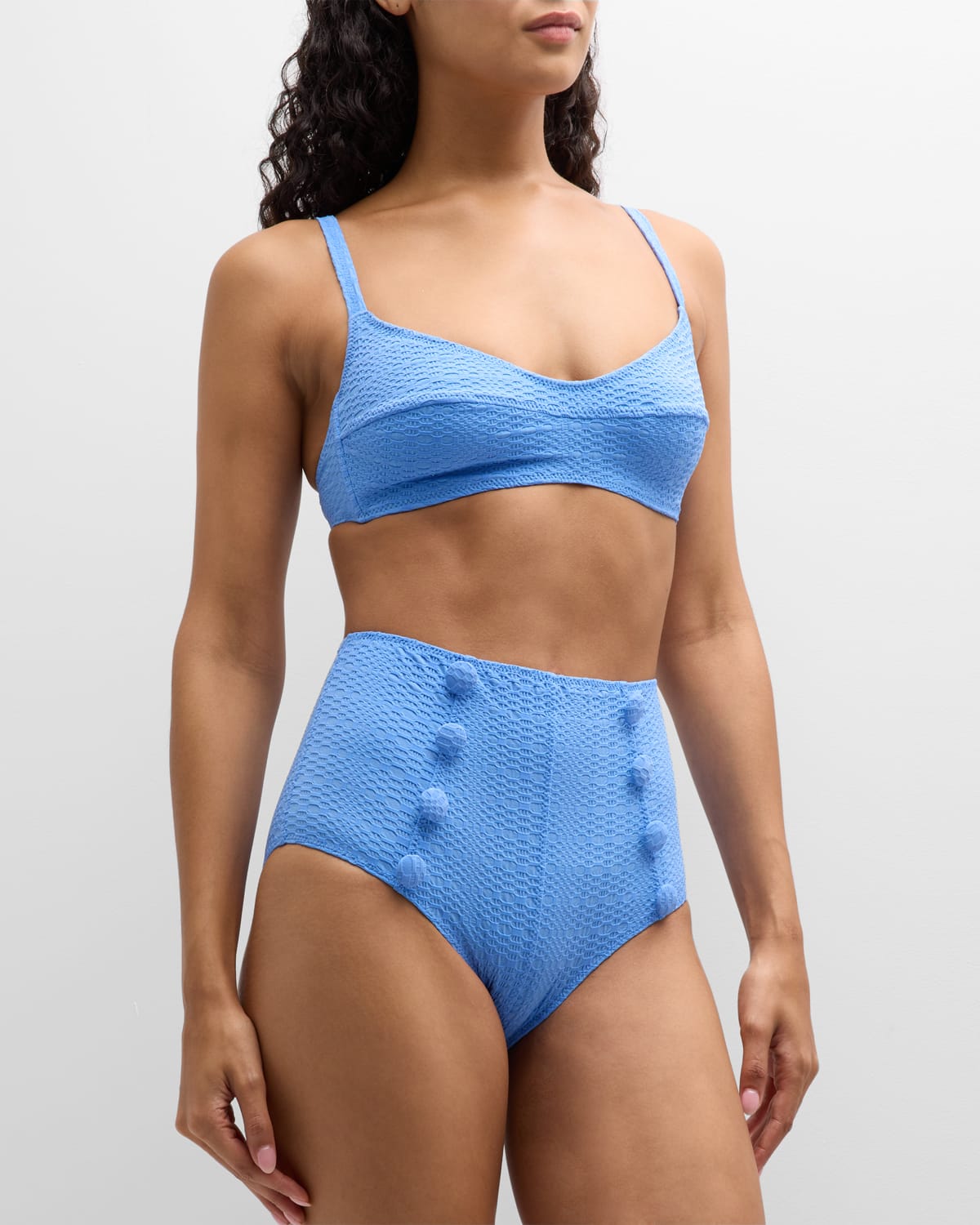 Lisa Marie Fernandez Textured Two-piece Bikini Set In Azure