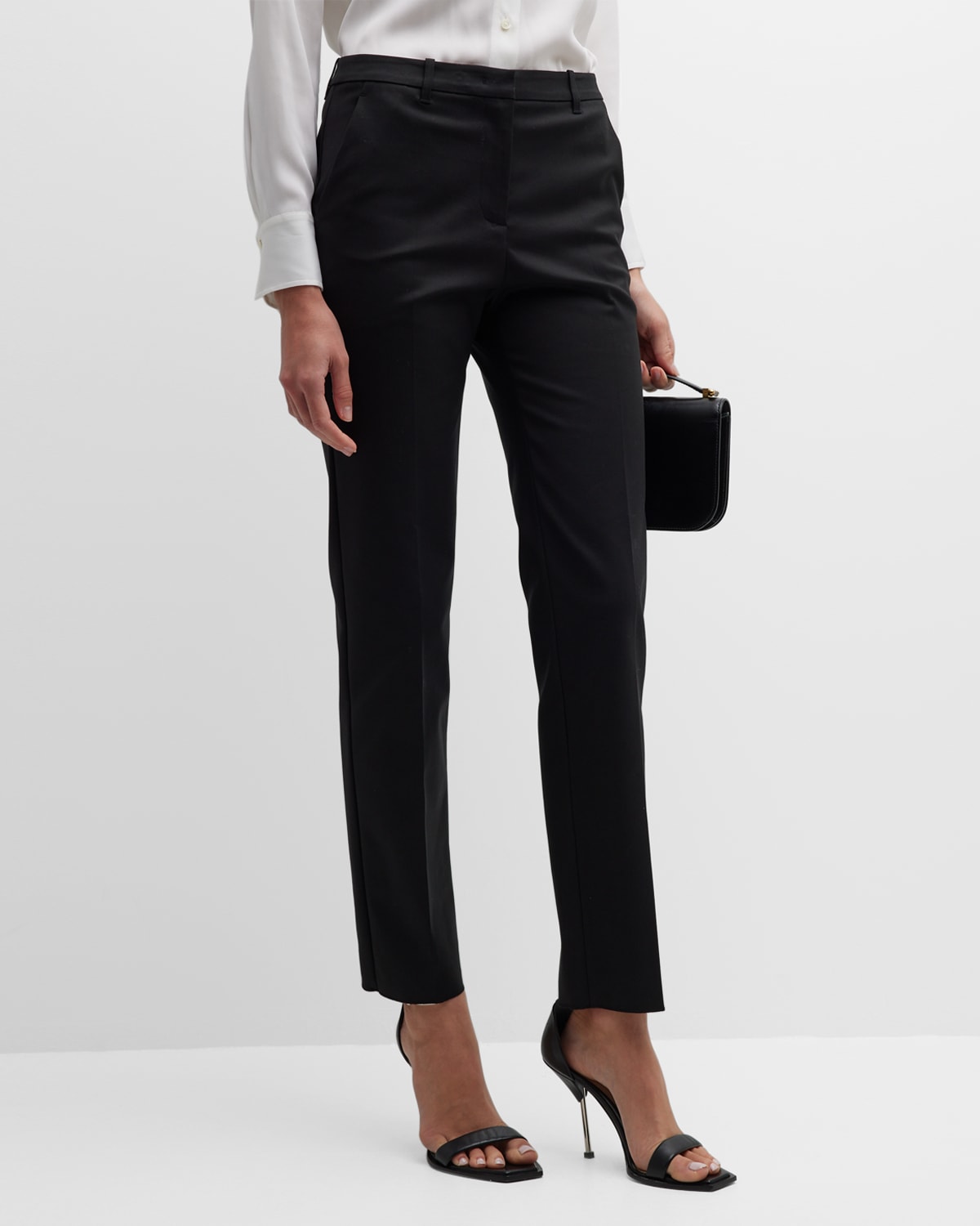 Emporio Armani Mid-rise Stretch Skinny Trousers In Black